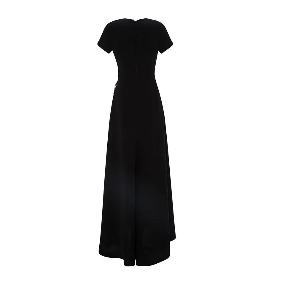 A-LINE CREPE DRESS WITH HAND PLEATED CHIFFON SLIT AND EMBROIDERED BROCARD - Image 5