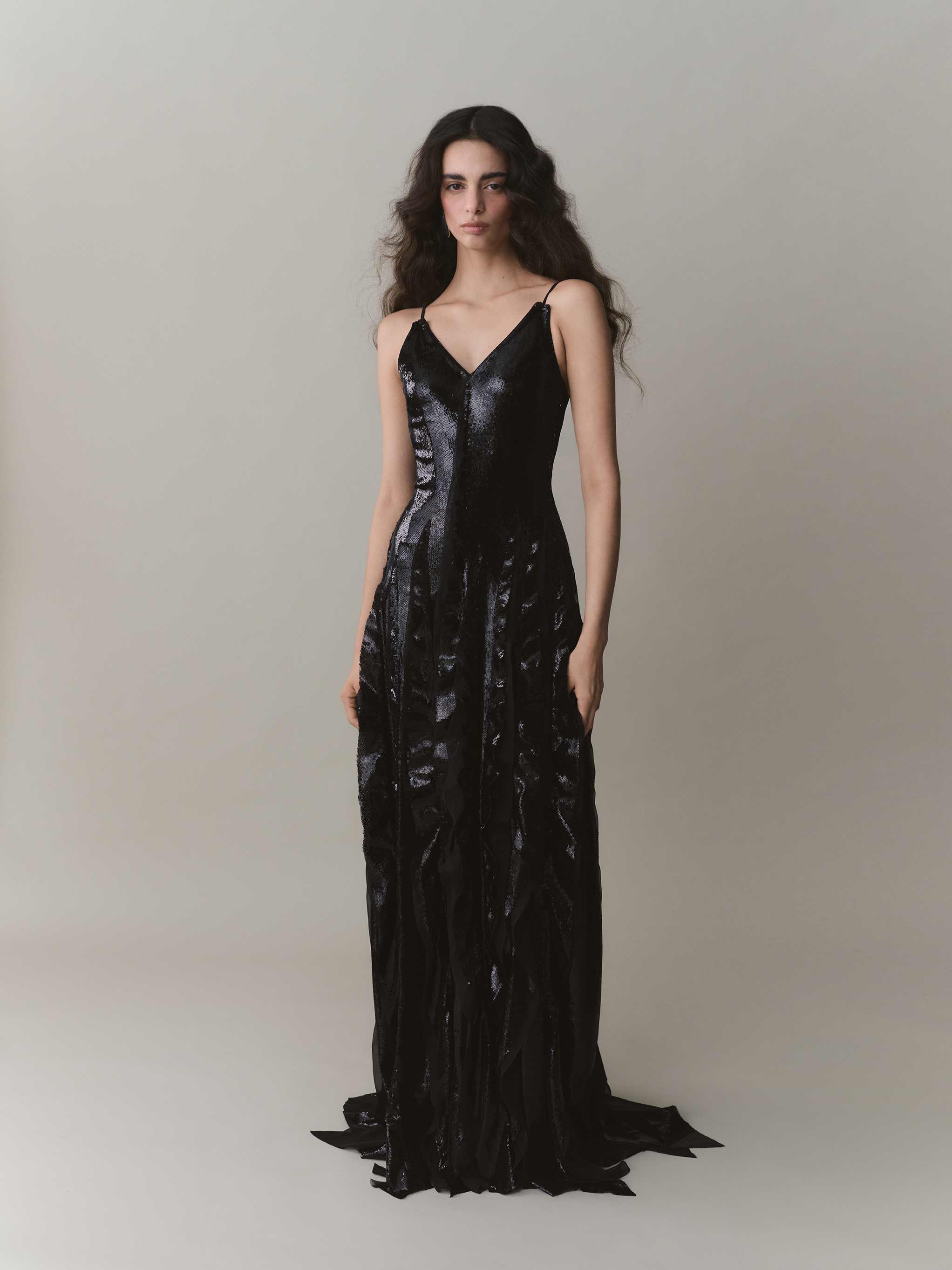 A-line Sequins Dress With Chiffon Details - Image 2