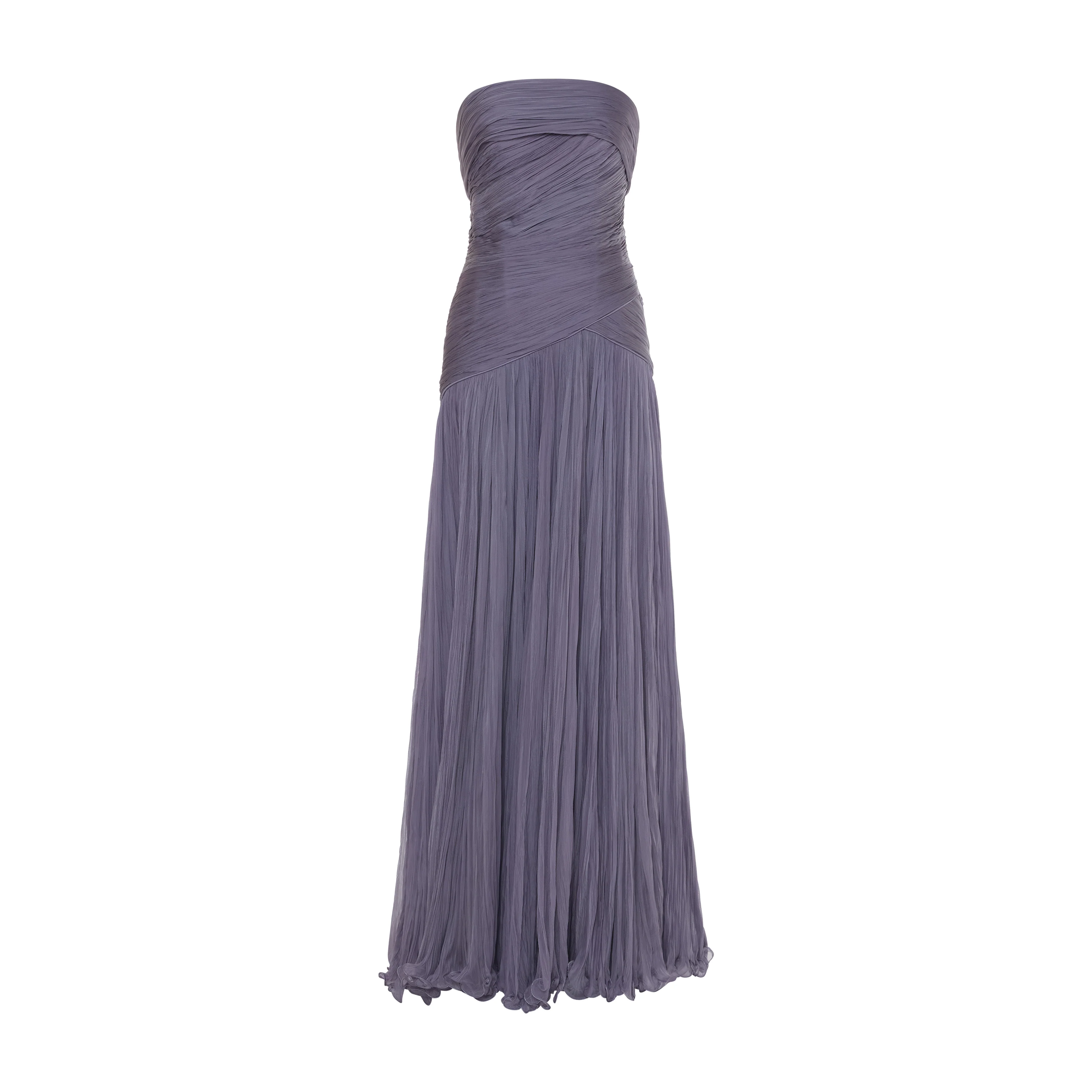 ALINA - STRAPLESS PLEATED CHIFFON GOWN WITH CAPE - Image 4
