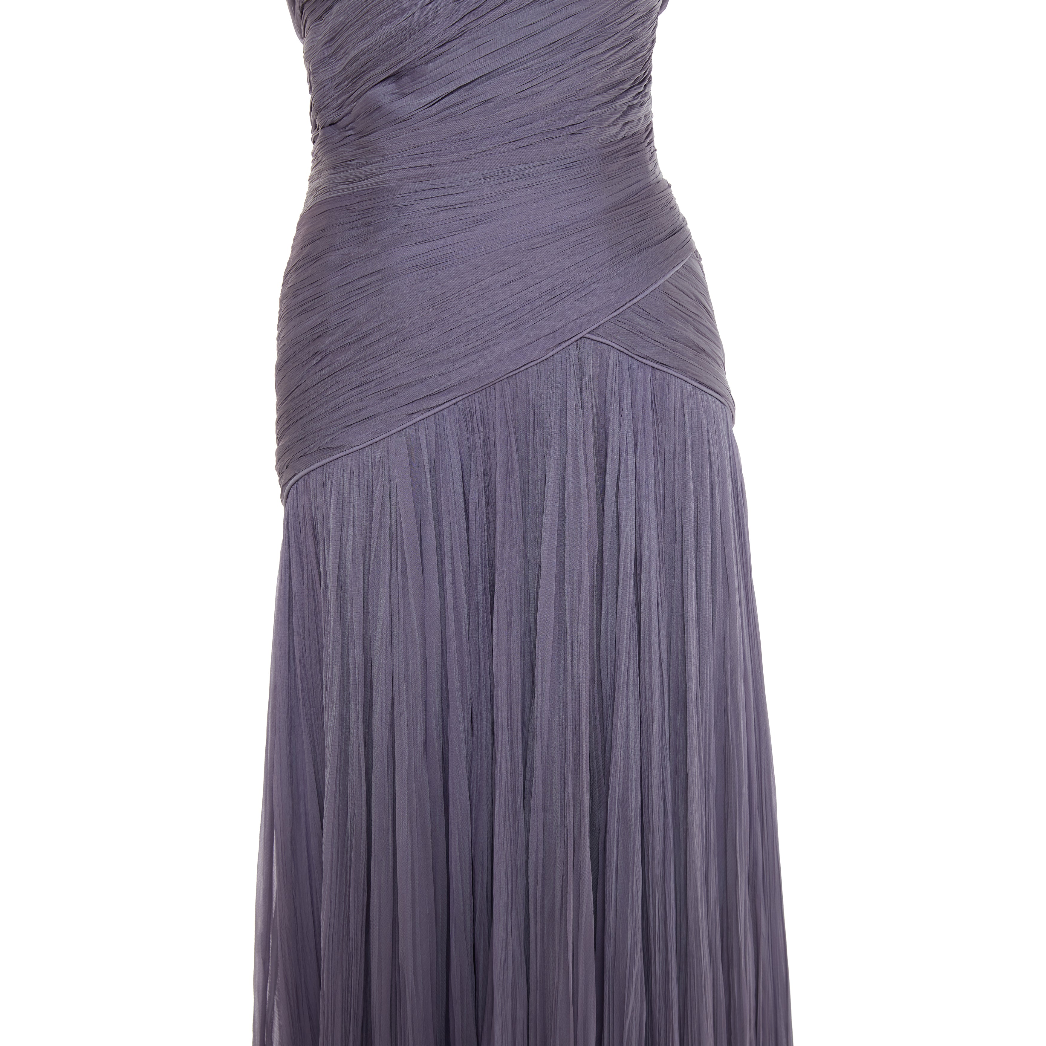 ALINA - STRAPLESS PLEATED CHIFFON GOWN WITH CAPE - Image 6