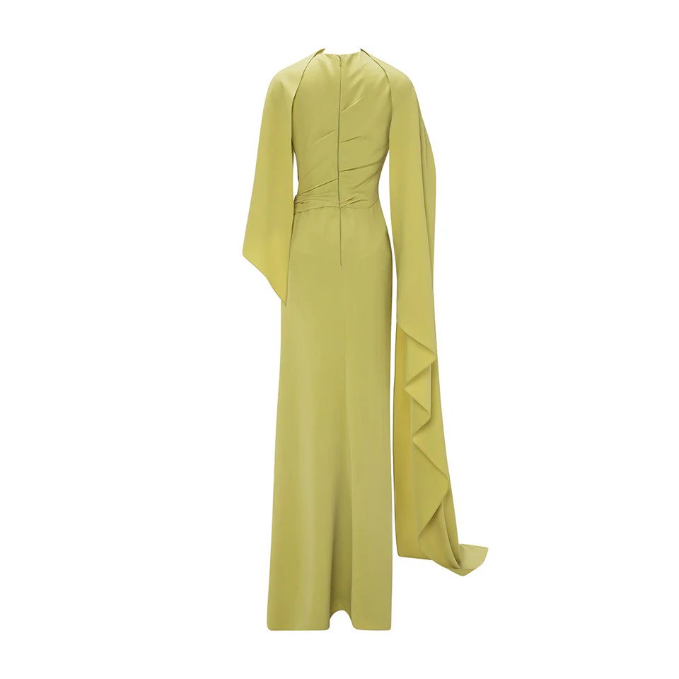ASYMMETRCAL CREPE DRAPED DRESS WITH SLIT - Image 3