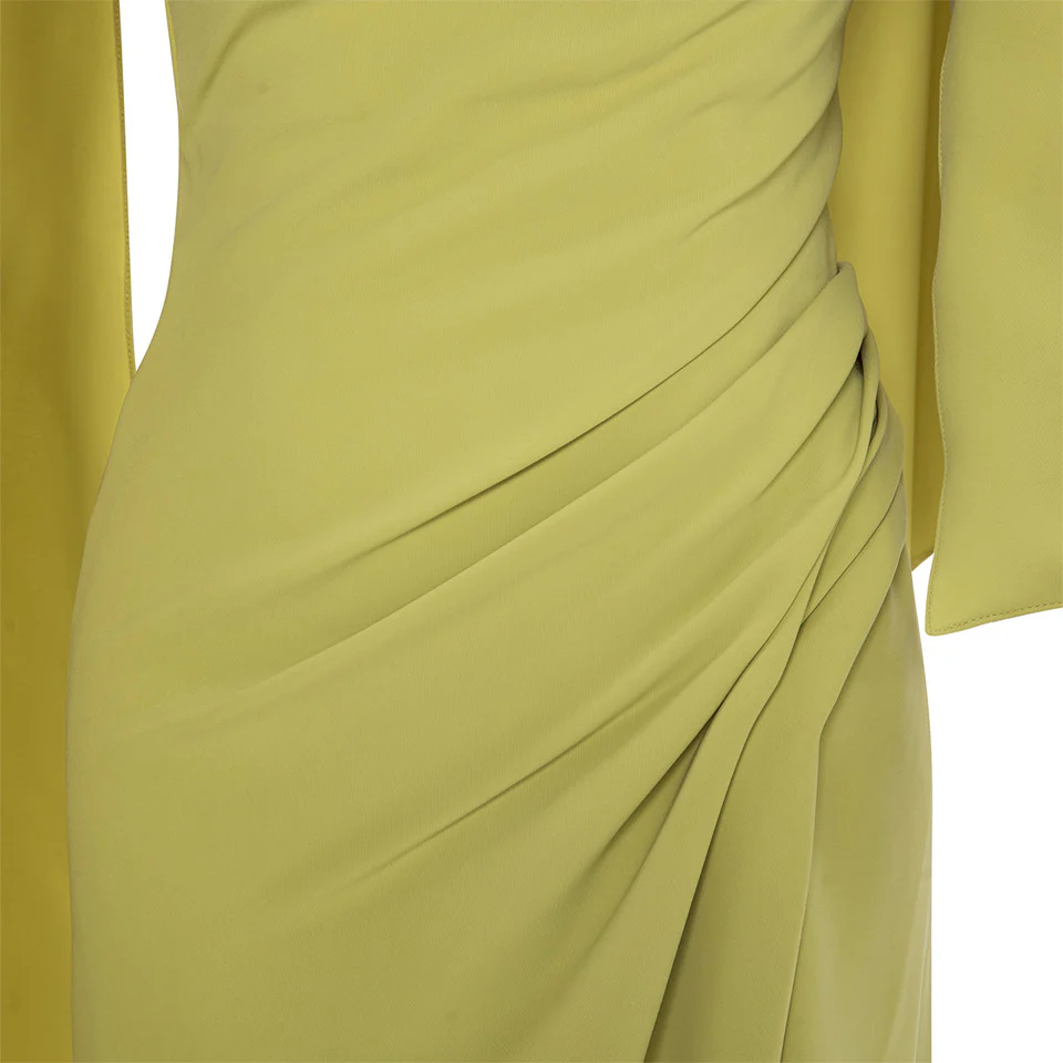 ASYMMETRCAL CREPE DRAPED DRESS WITH SLIT - Image 4
