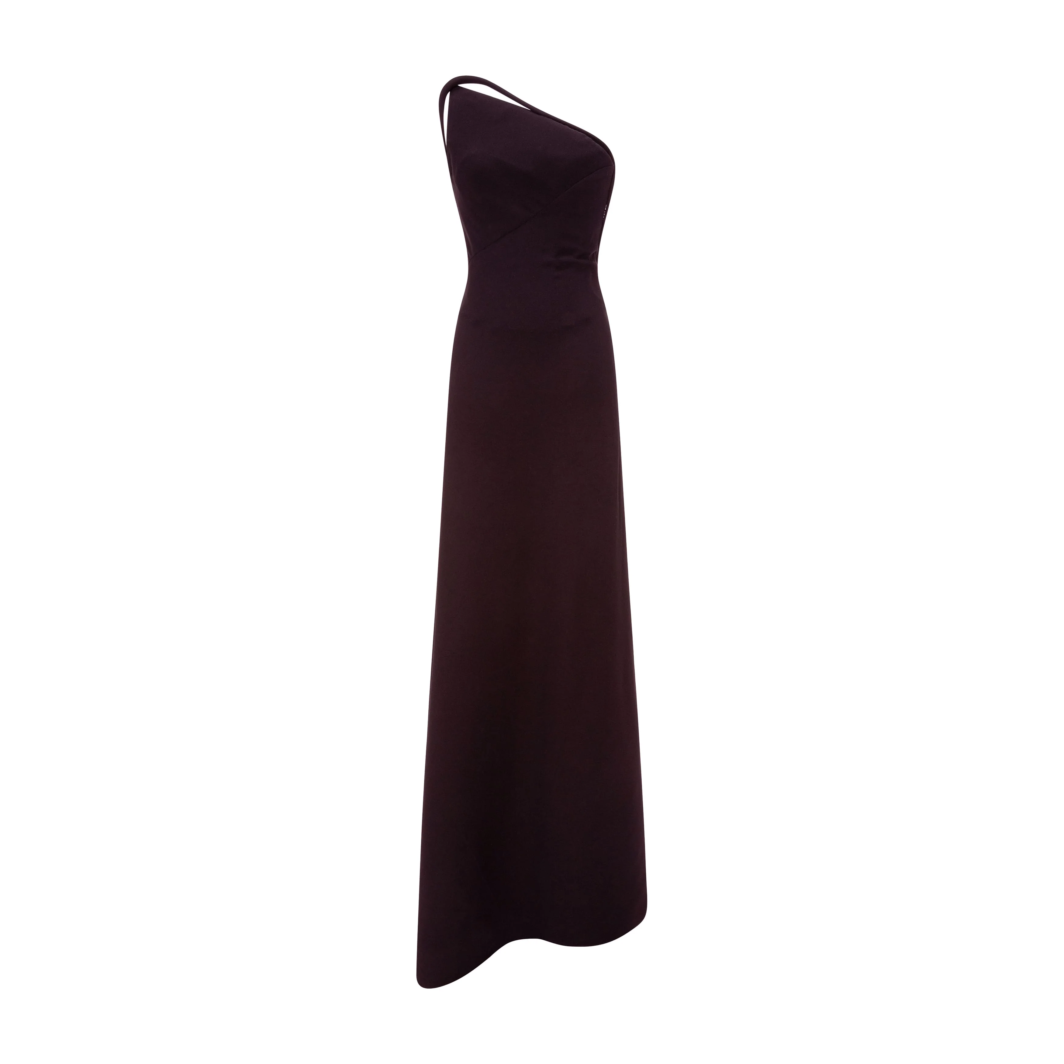 Asymmetrical Crepe Backless Dress With Embroidered Back Straps - Image 6