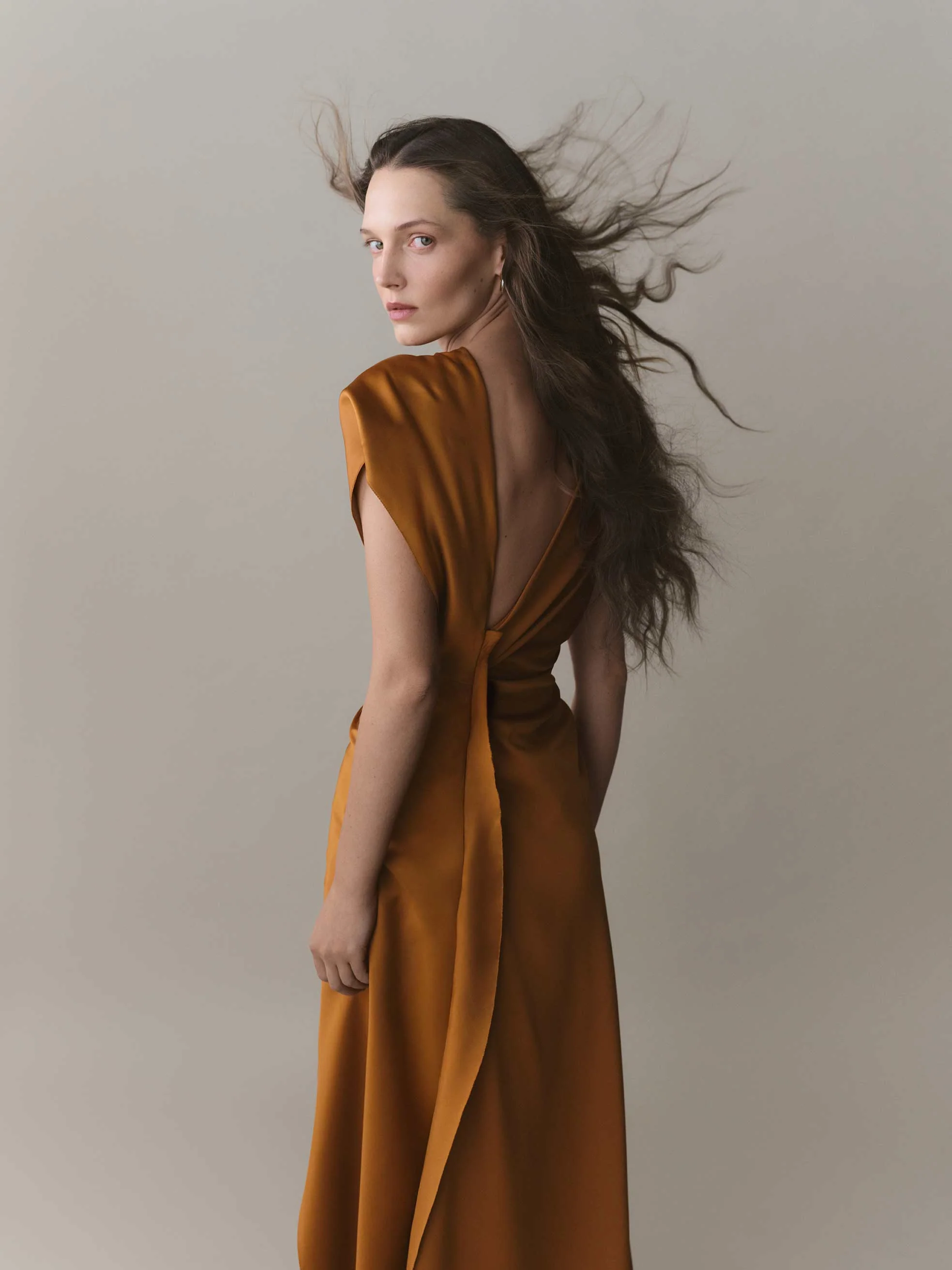 Asymmetrical Satin Dress - Image 3