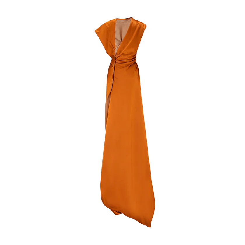 Asymmetrical Satin Dress - Image 4
