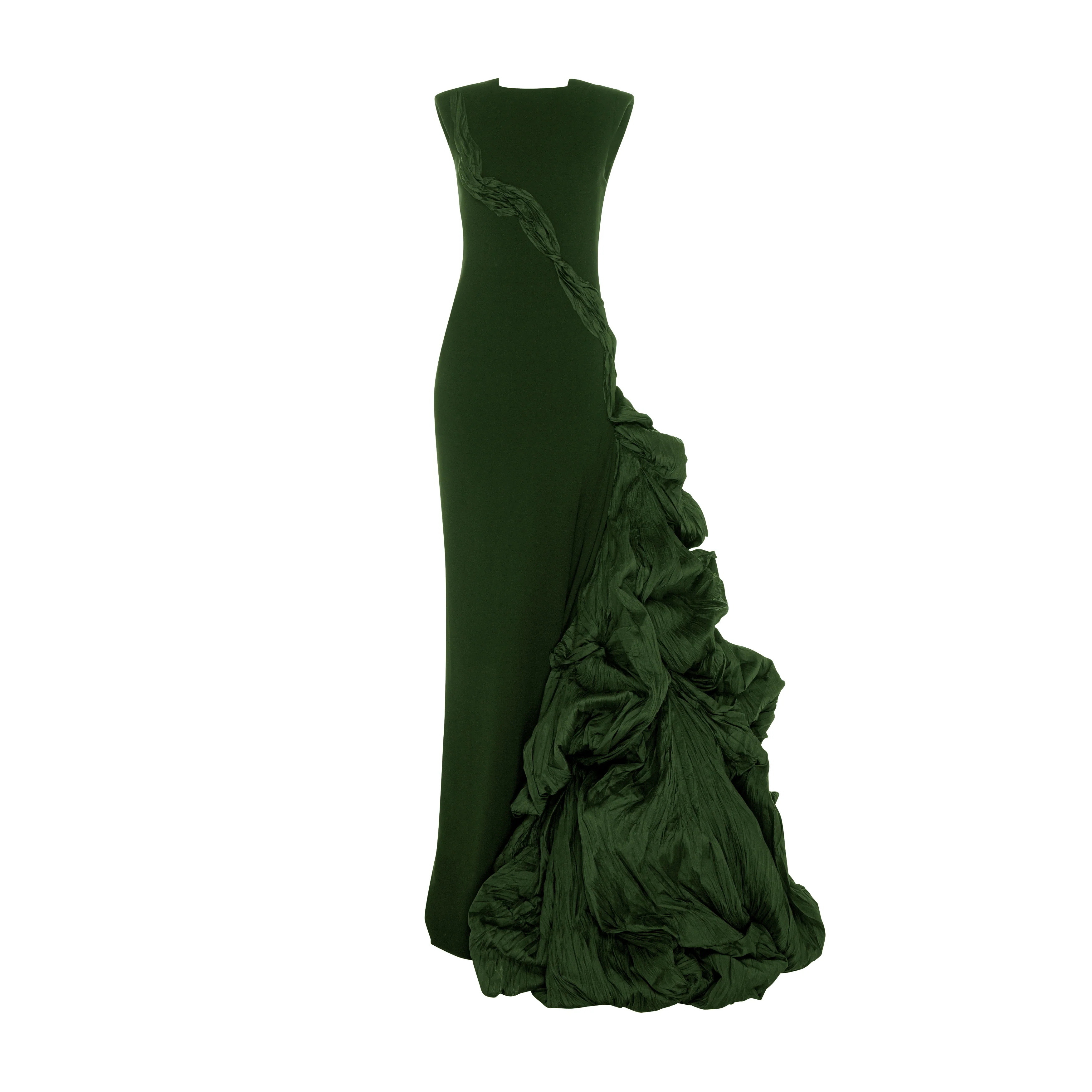 Black Crepe Dress with hand crushed Taffeta puff - Image 4