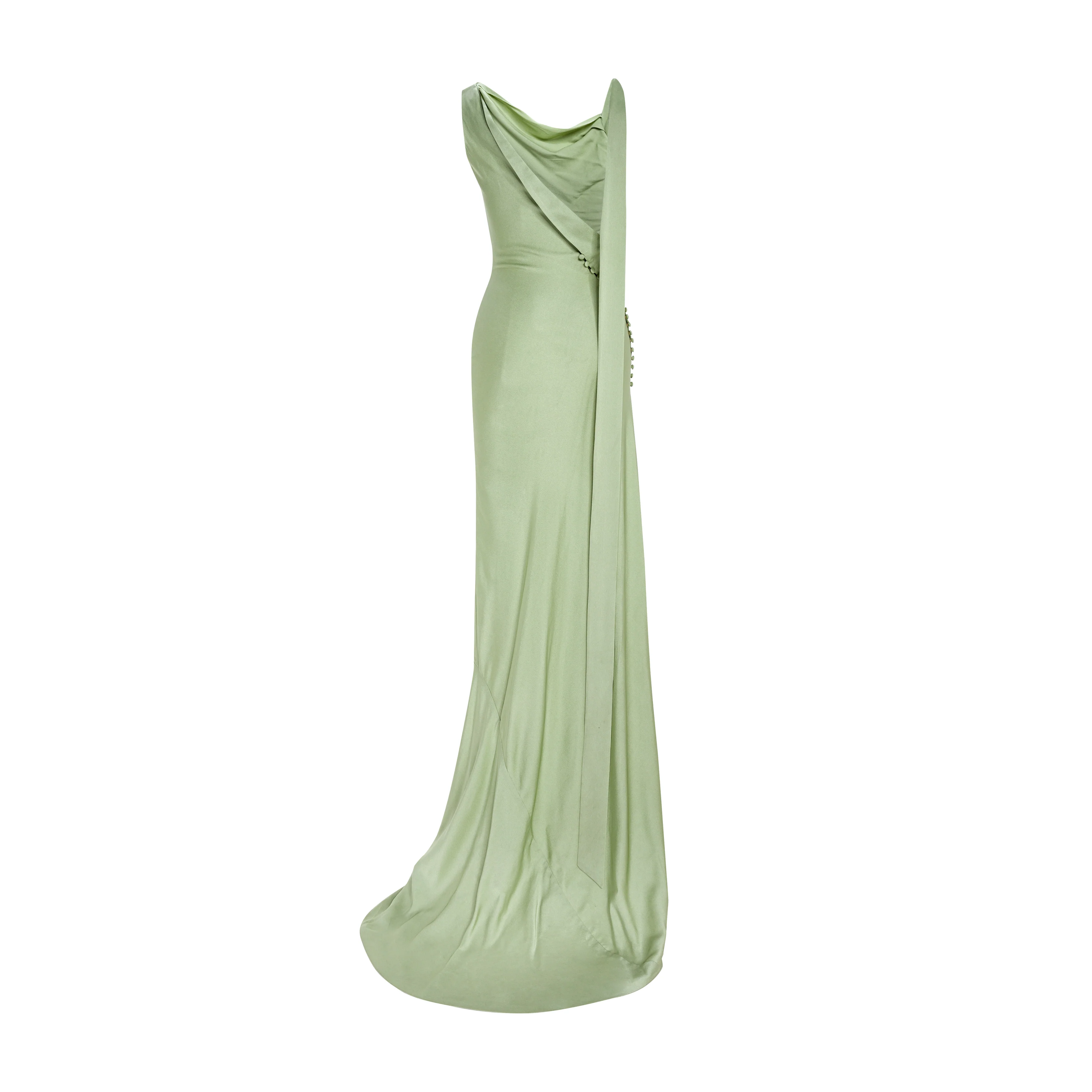 Button Detailed Slip Silk Gown - Image 3