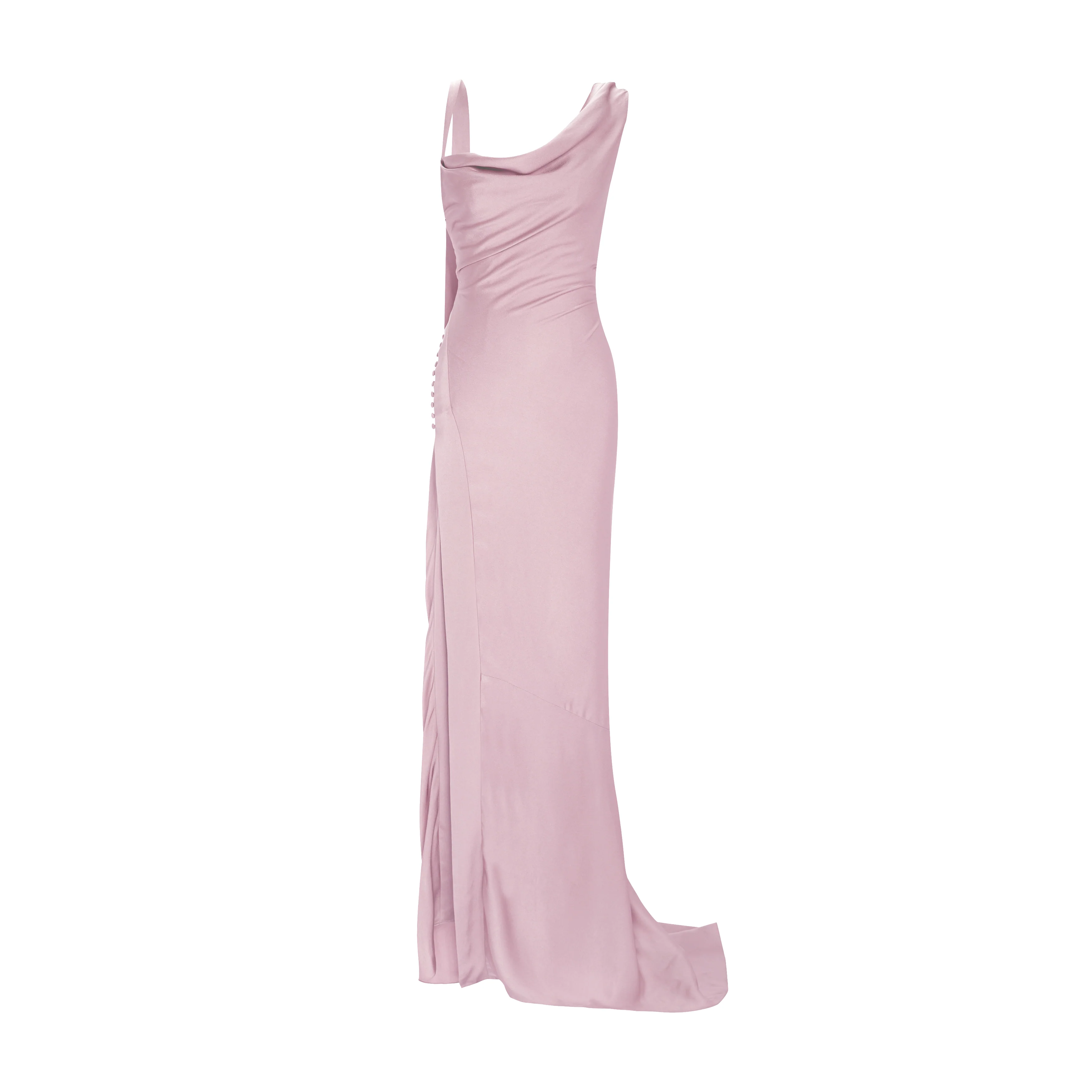 Button Detailed Slip Silk Gown - Image 4