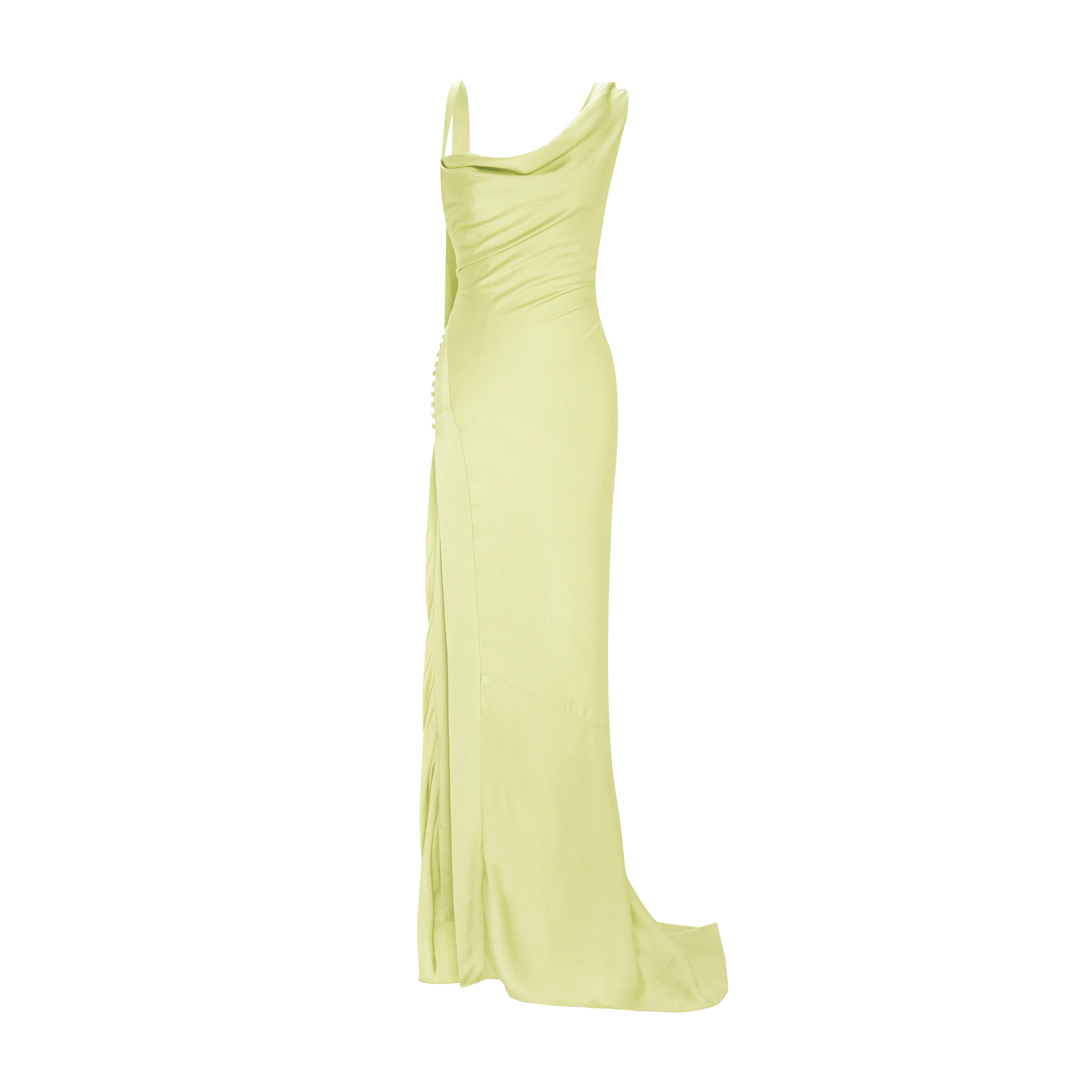 Button Detailed Slip Silk Gown - Image 6