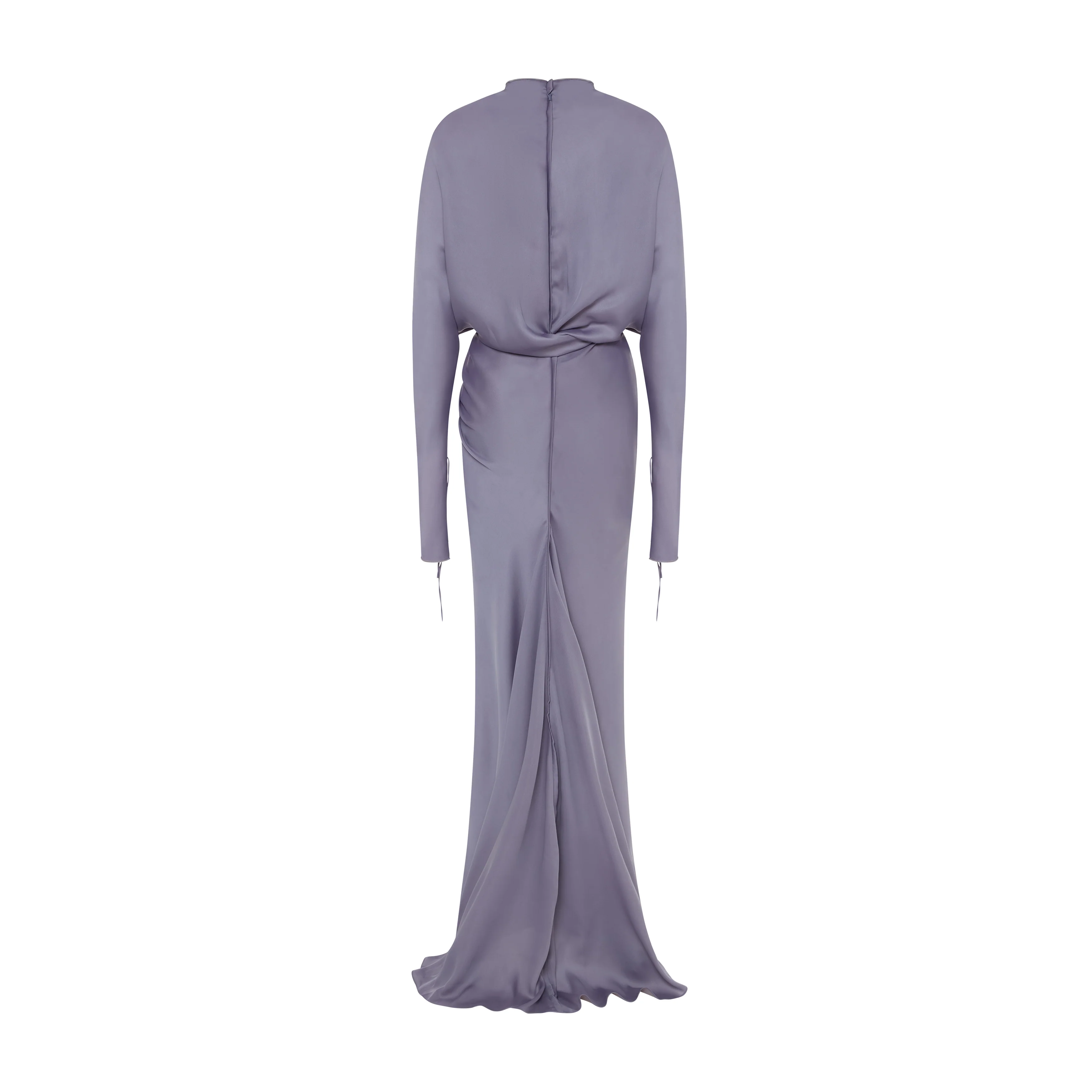 CAMILA - DRAPED SATIN GOWN WITH STRUCTURED COLLAR - Image 3
