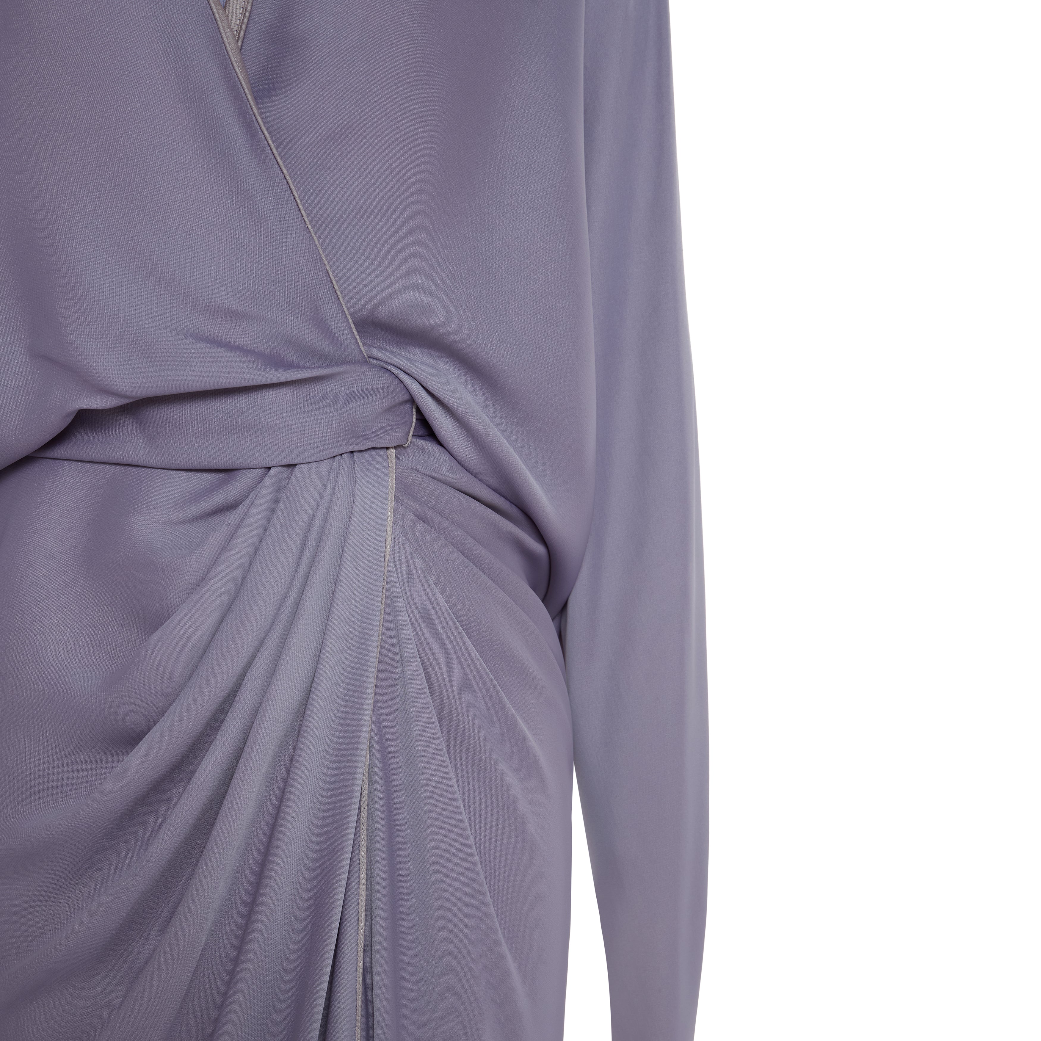 CAMILA - DRAPED SATIN GOWN WITH STRUCTURED COLLAR - Image 4