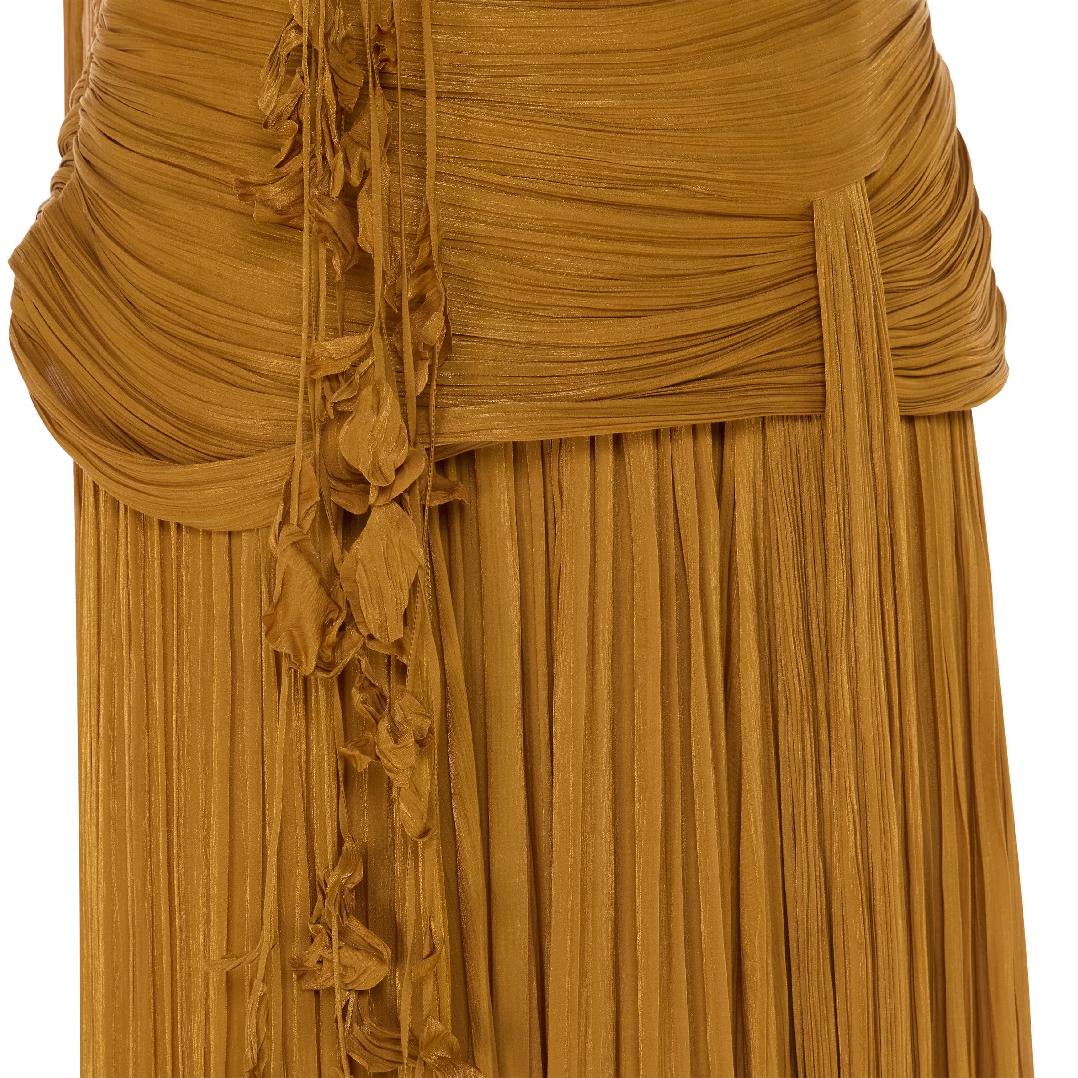 CARIDAD - STRAPLESS PLEATED SILK A-LINE GOWN WITH CAPE - Image 5