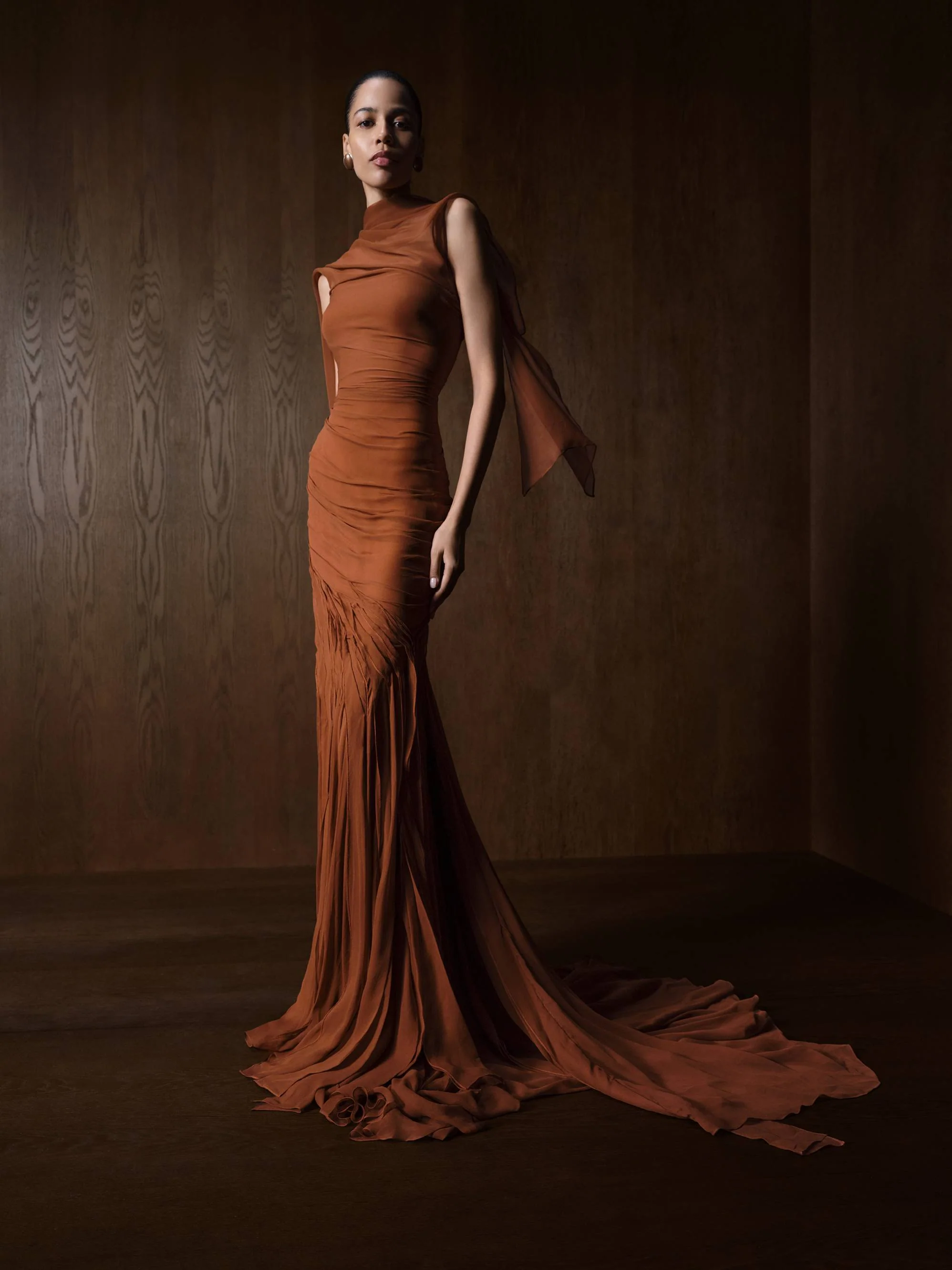 Silk Georgette Draped Dress - Image 3