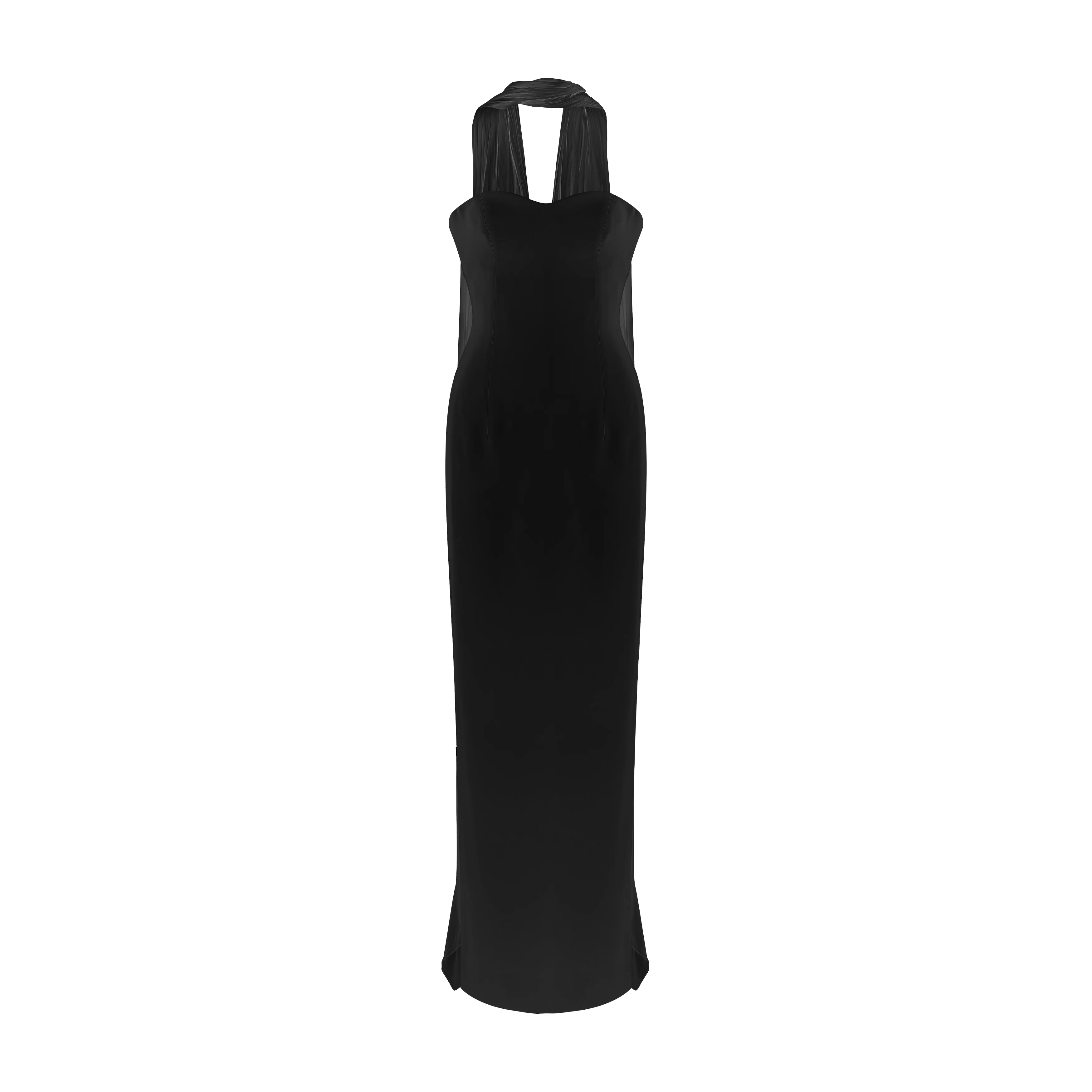 Chiffon Scarf Crepe Maxi Dress - Image 4
