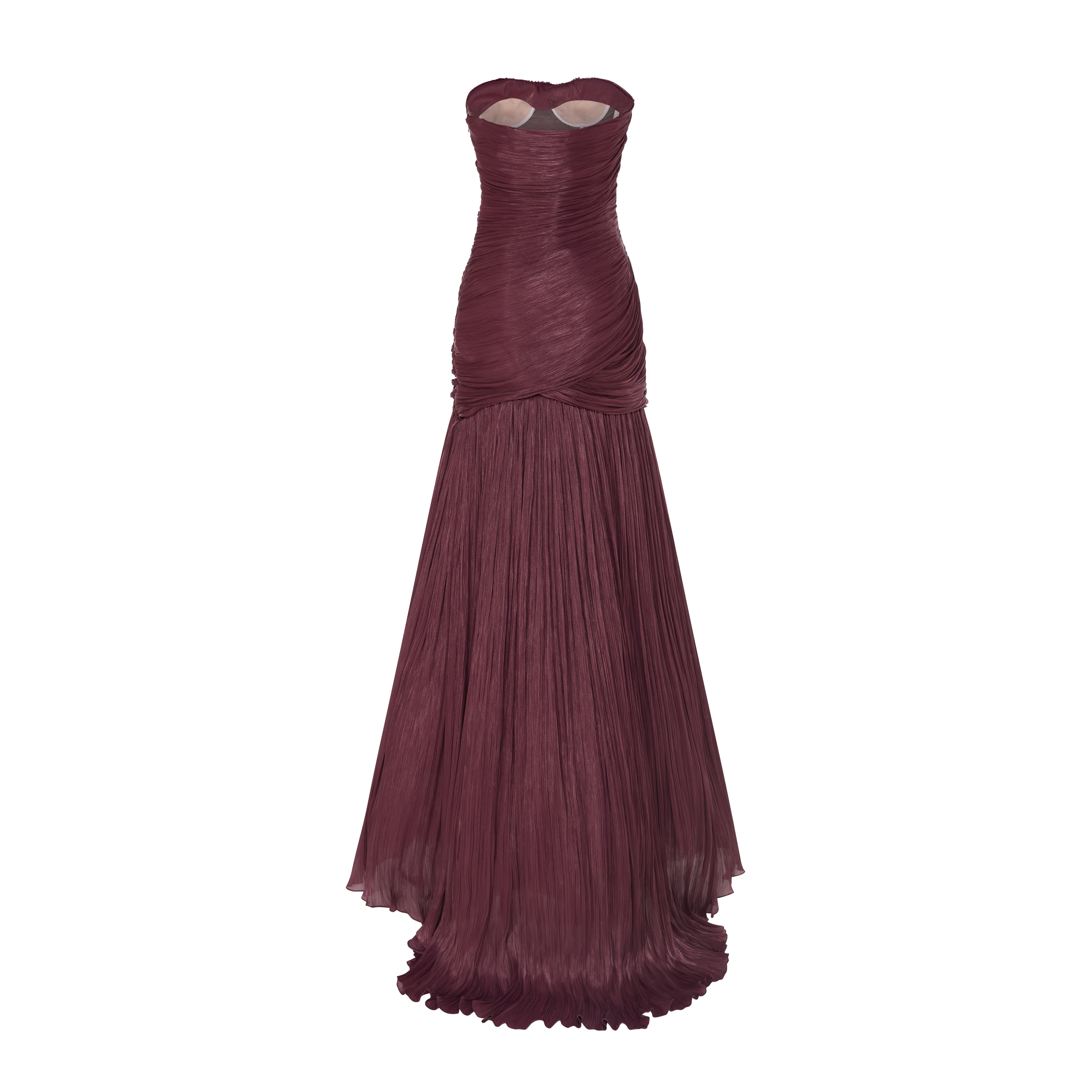 CLAUDIA - STRAPLESS PLEATED FISH-CUT SILK GOWN WITH CORSET - Image 3