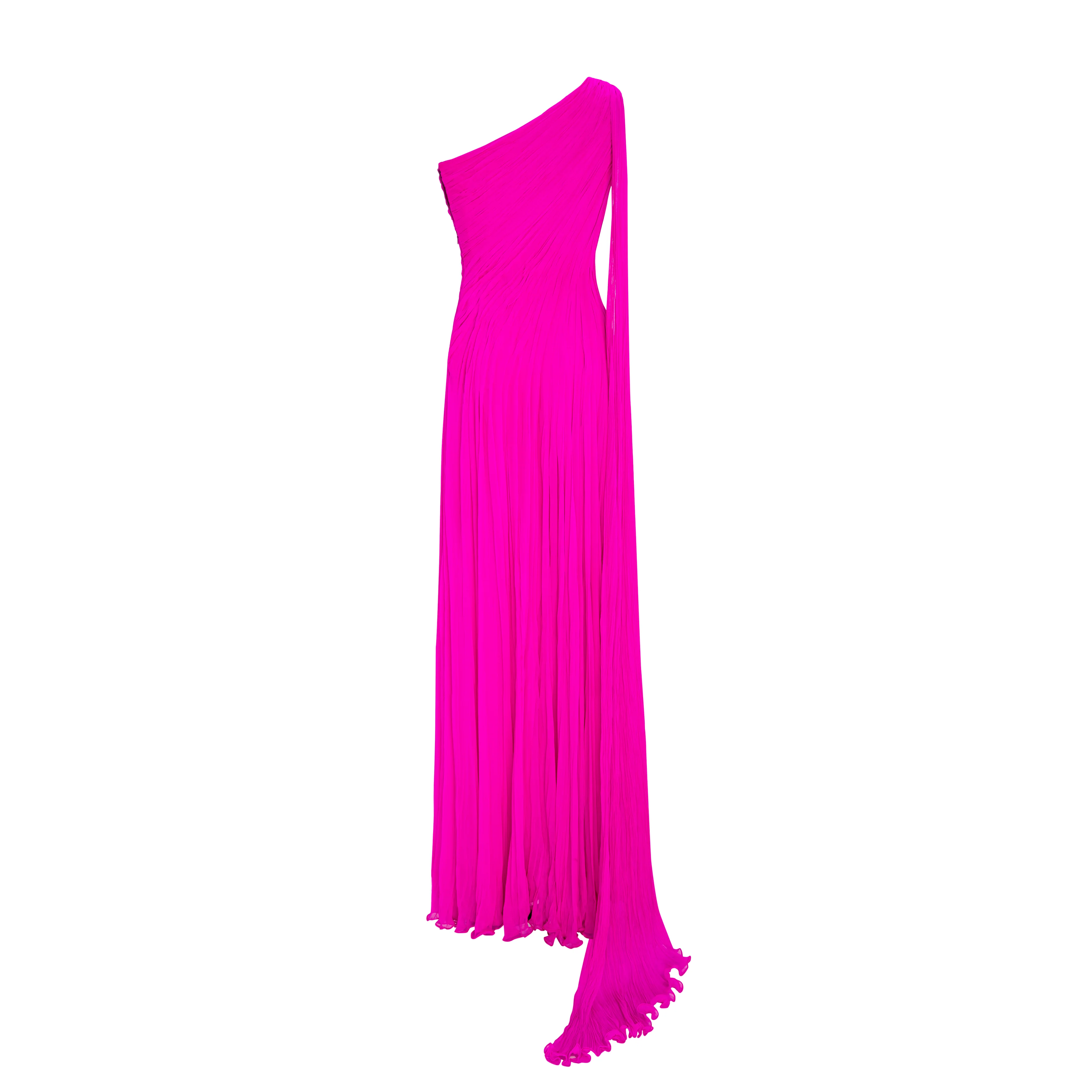 Single-Shoulder Pleated Sash Dress - Image 3