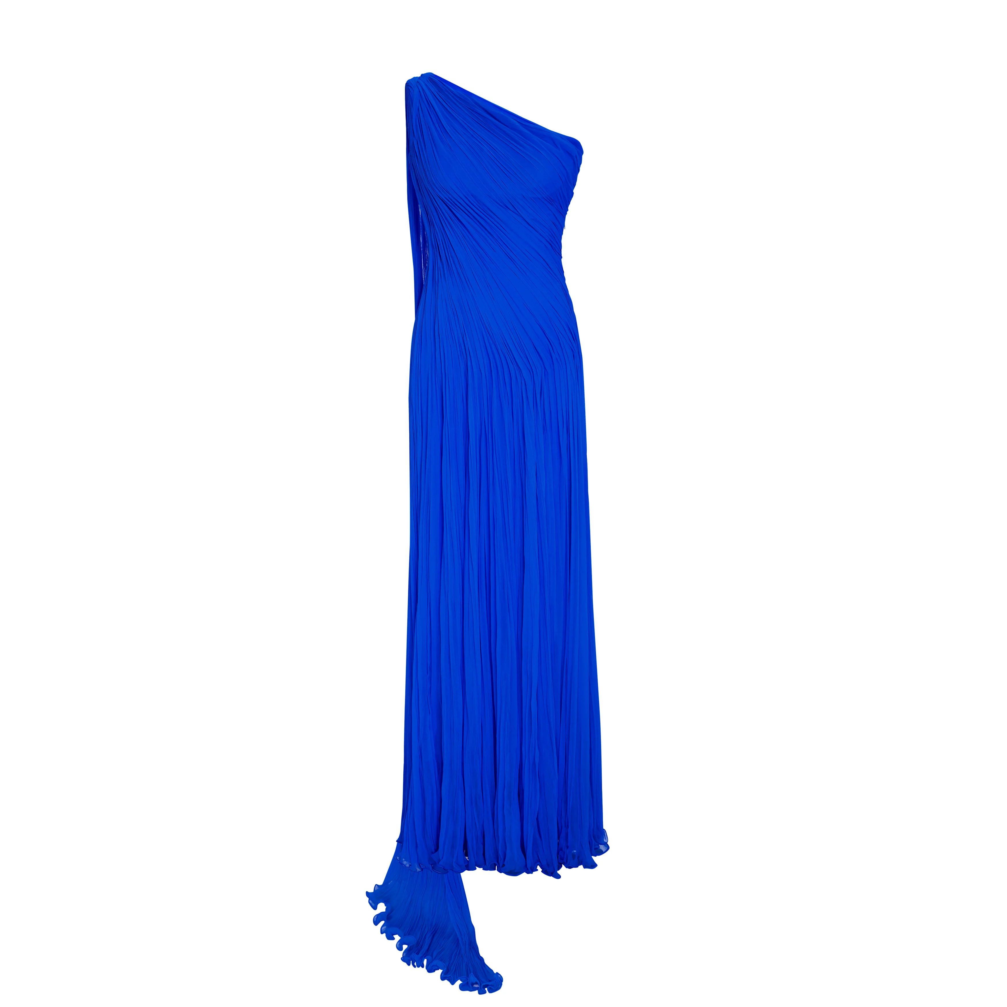 Single-Shoulder Pleated Sash Dress - Image 4
