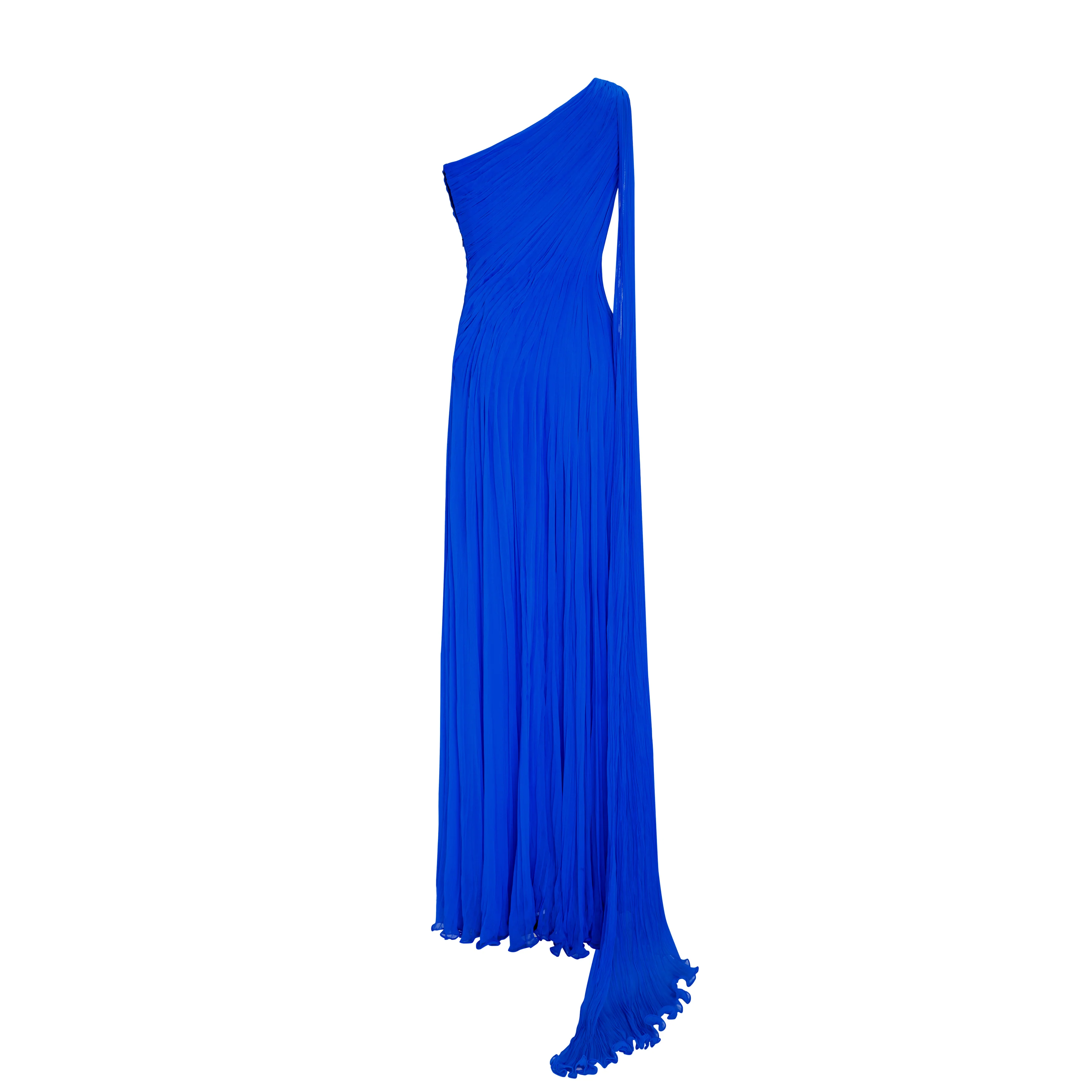 Single-Shoulder Pleated Sash Dress - Image 5