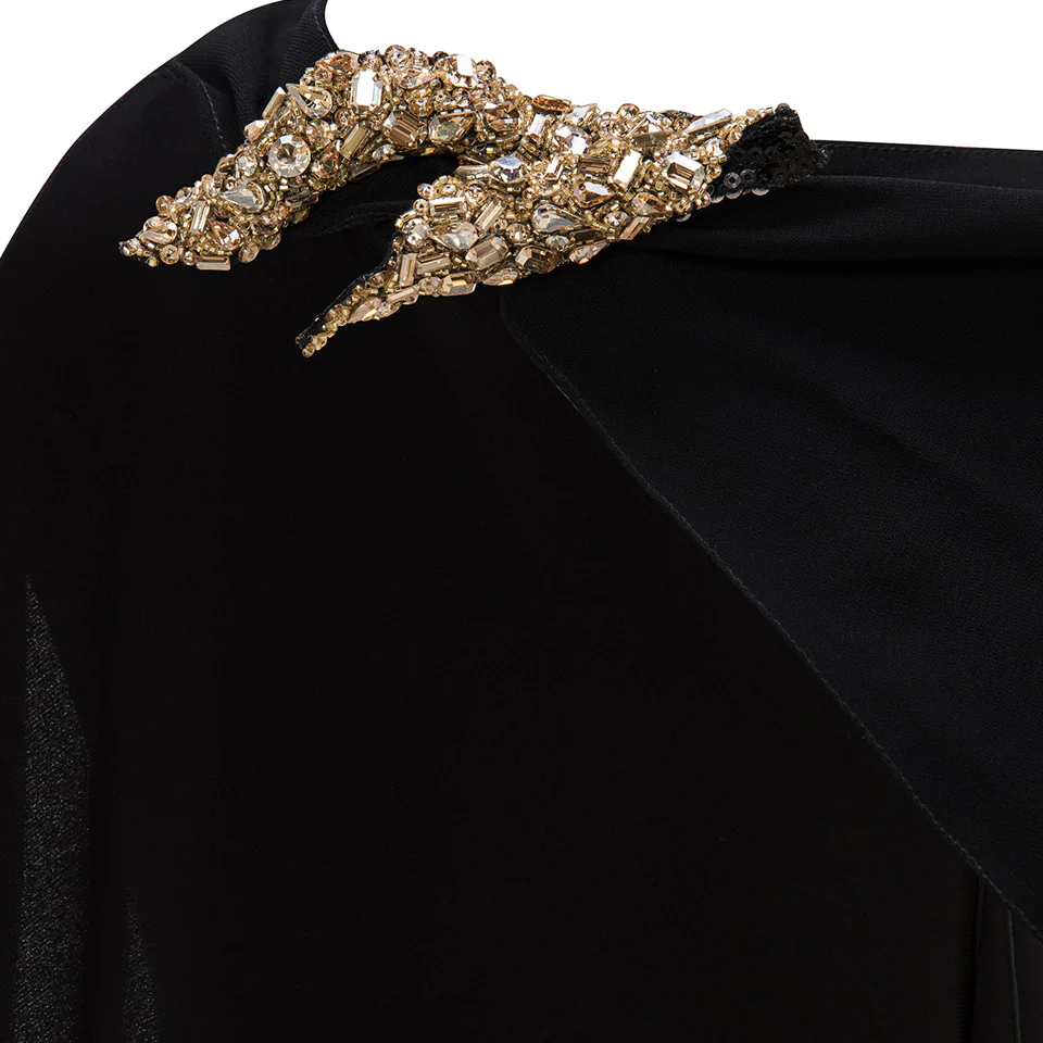 CREPE CAPE WITH EMBROIDERED BROCHE - Image 3