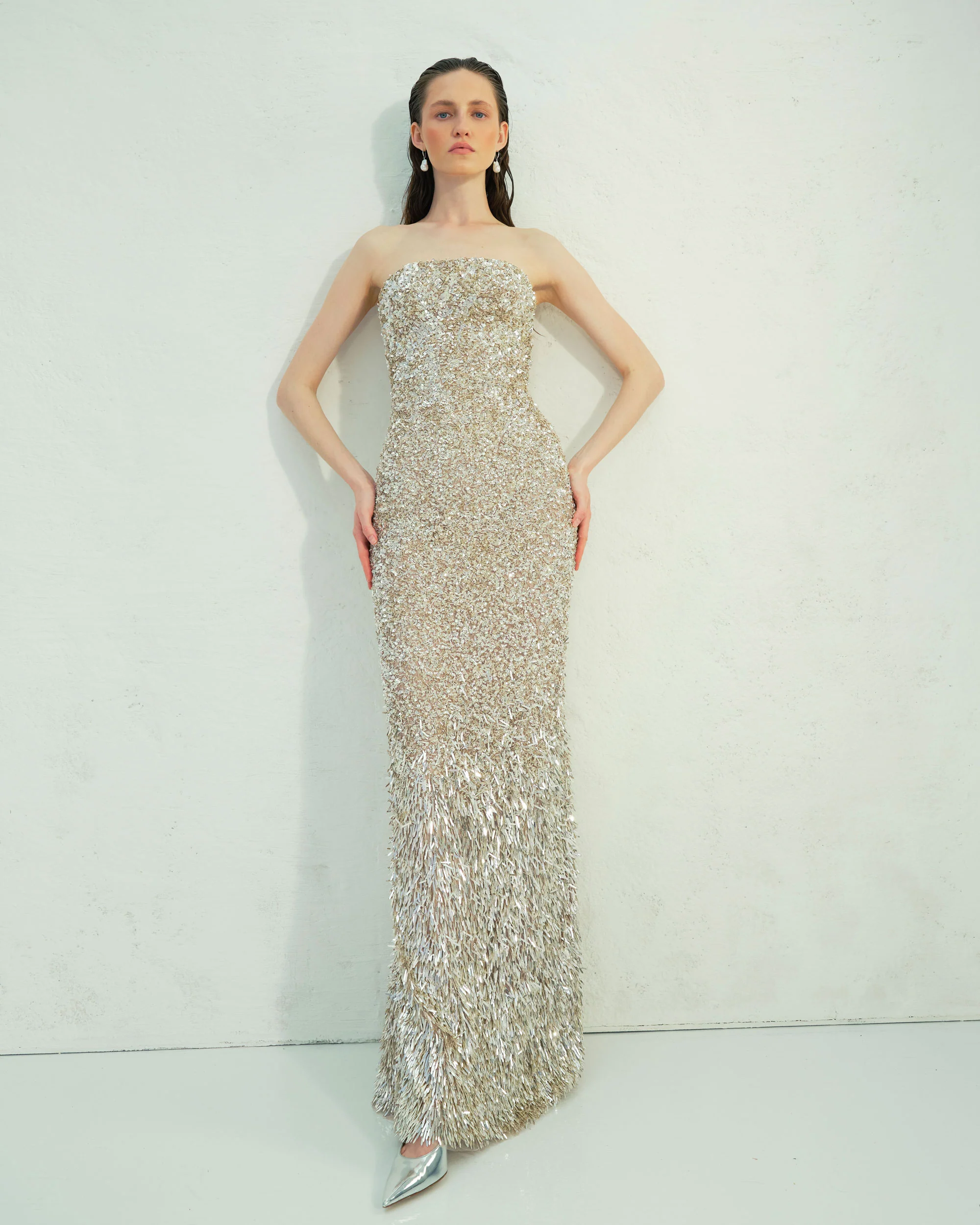 DAILIN - STRAPLESS EMBROIDERED GOWN WITH DÉGRADÉ EFFECT - Image 2