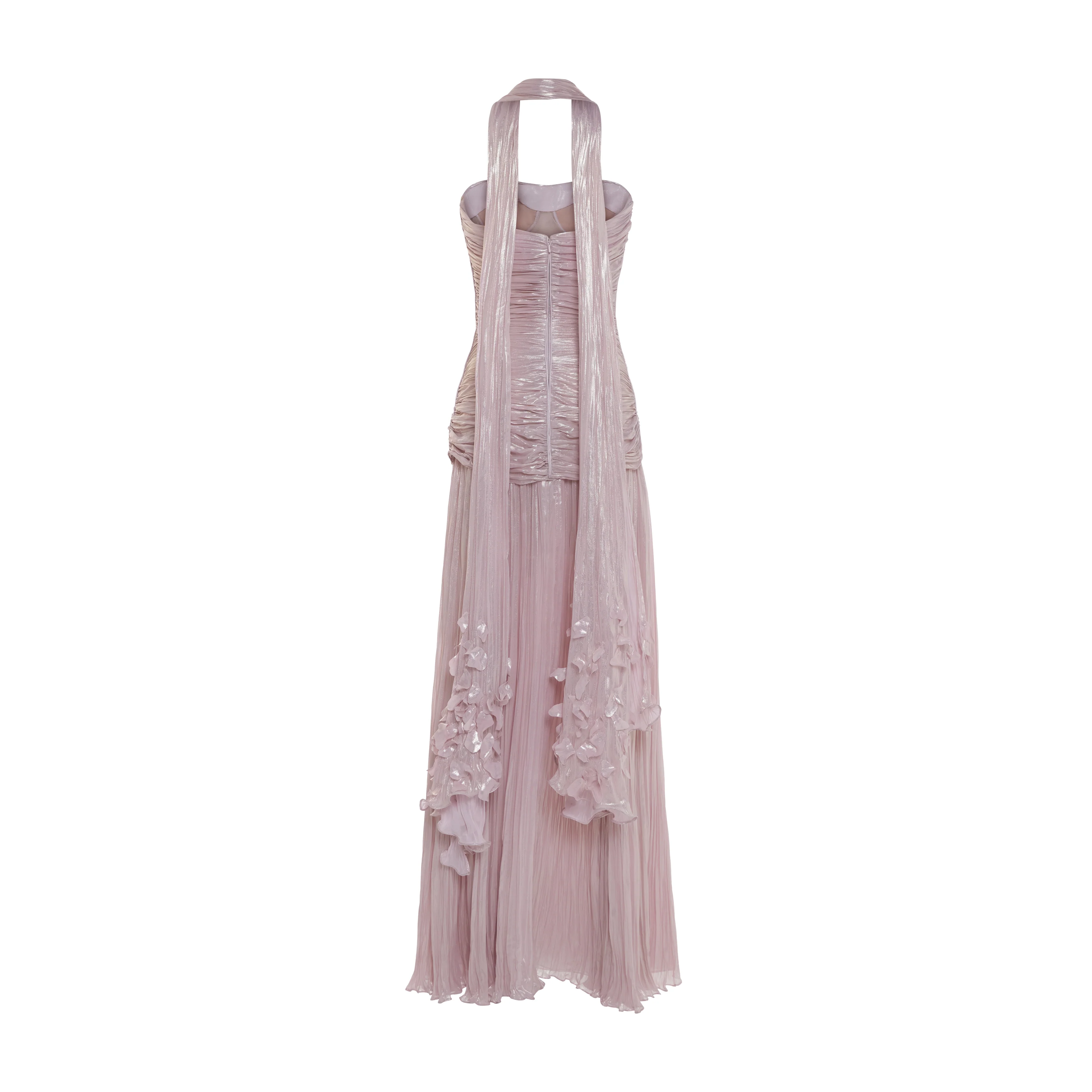 DAYANA - STRAPLESS PLEATED SILK GOWN WITH CORSET AND A-LINE SKIRT - Image 3