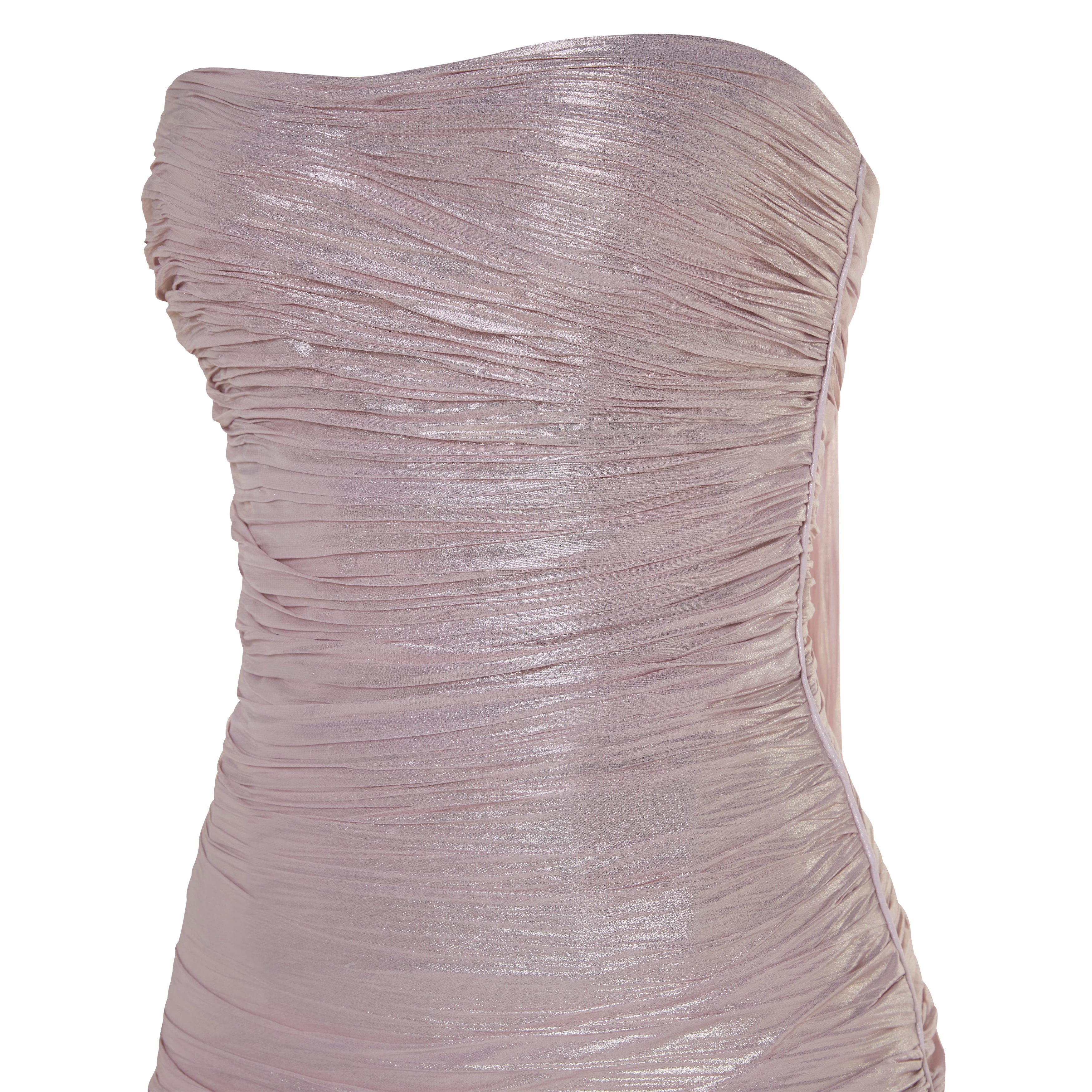 DAYANA - STRAPLESS PLEATED SILK GOWN WITH CORSET AND A-LINE SKIRT - Image 4