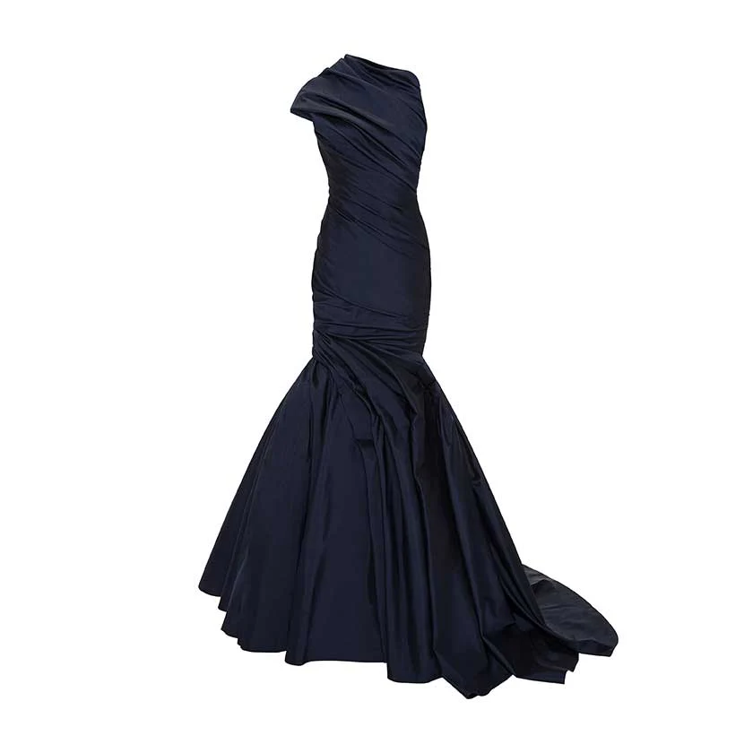 DRAPED ONE SHOULDER BODICE MERMAID GOWN