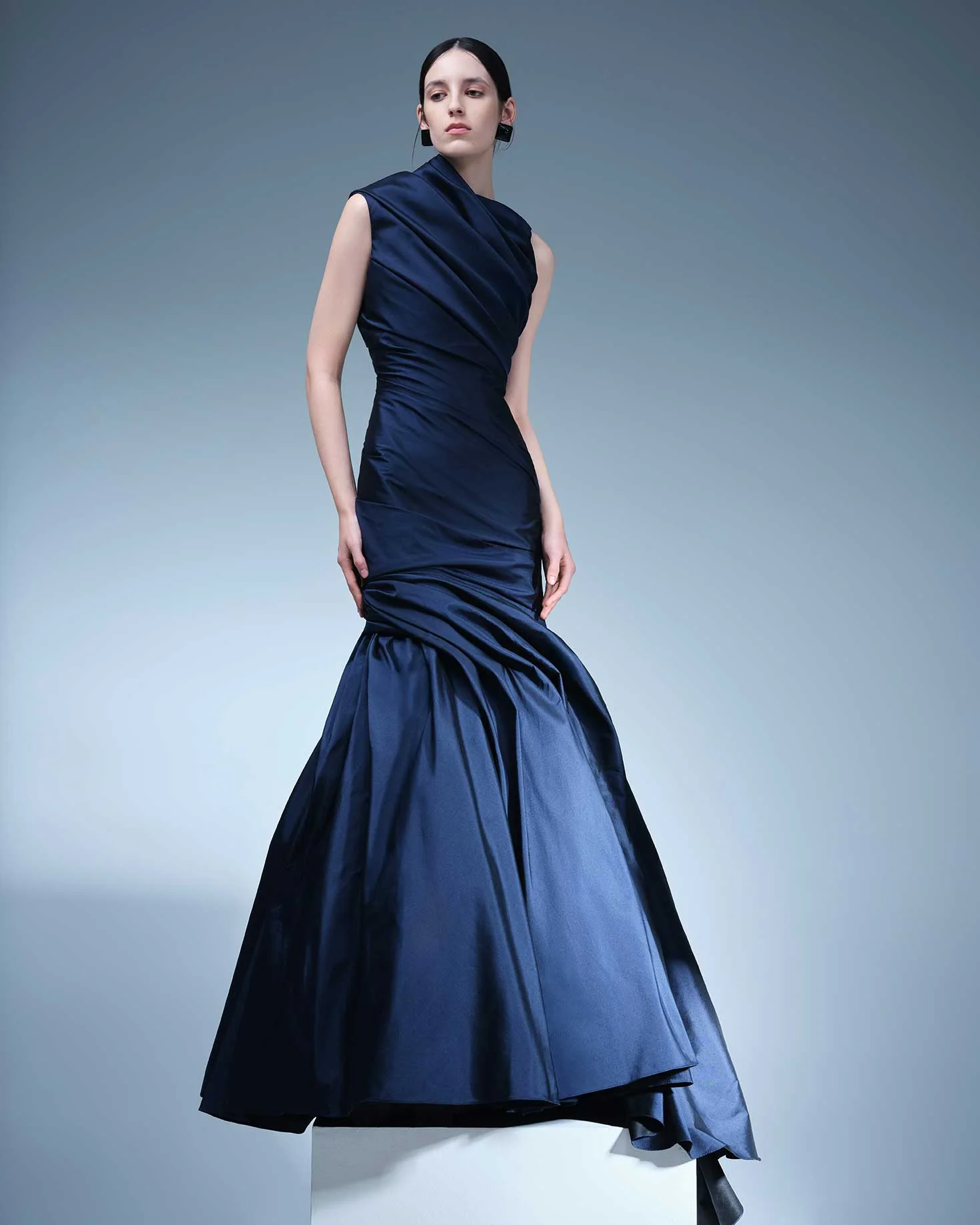 DRAPED ONE SHOULDER BODICE MERMAID GOWN - Image 2