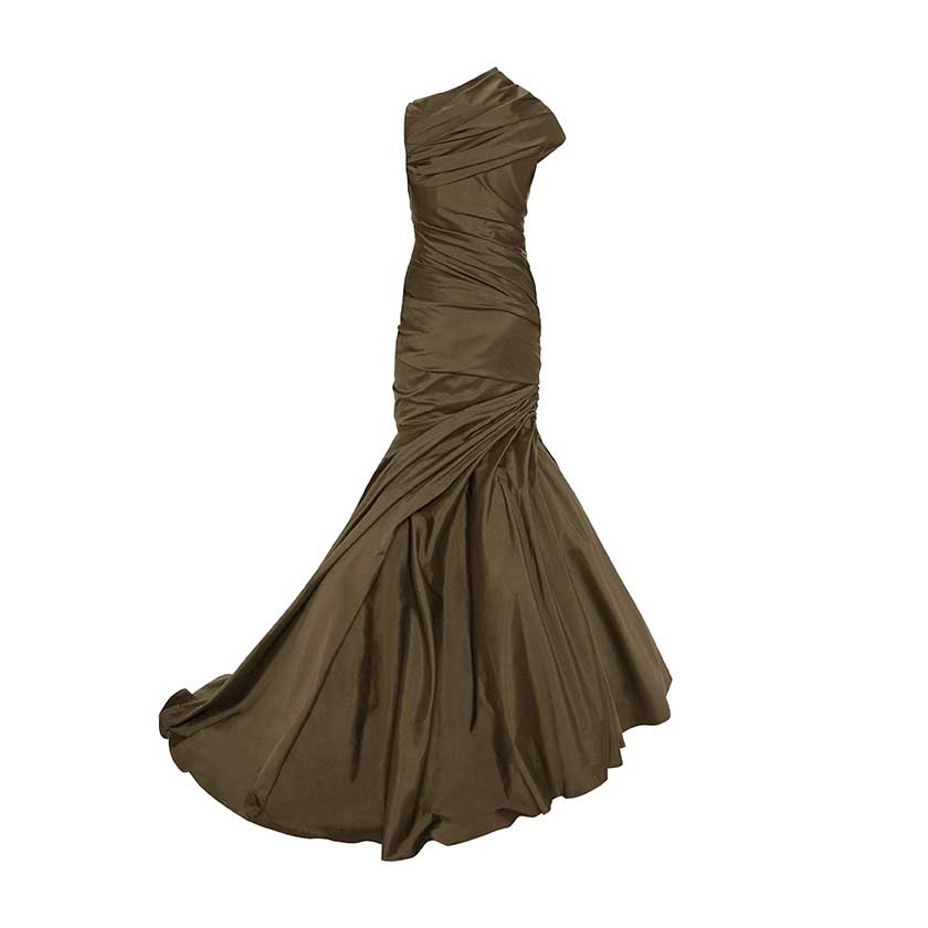 DRAPED ONE SHOULDER BODICE MERMAID GOWN - Image 5