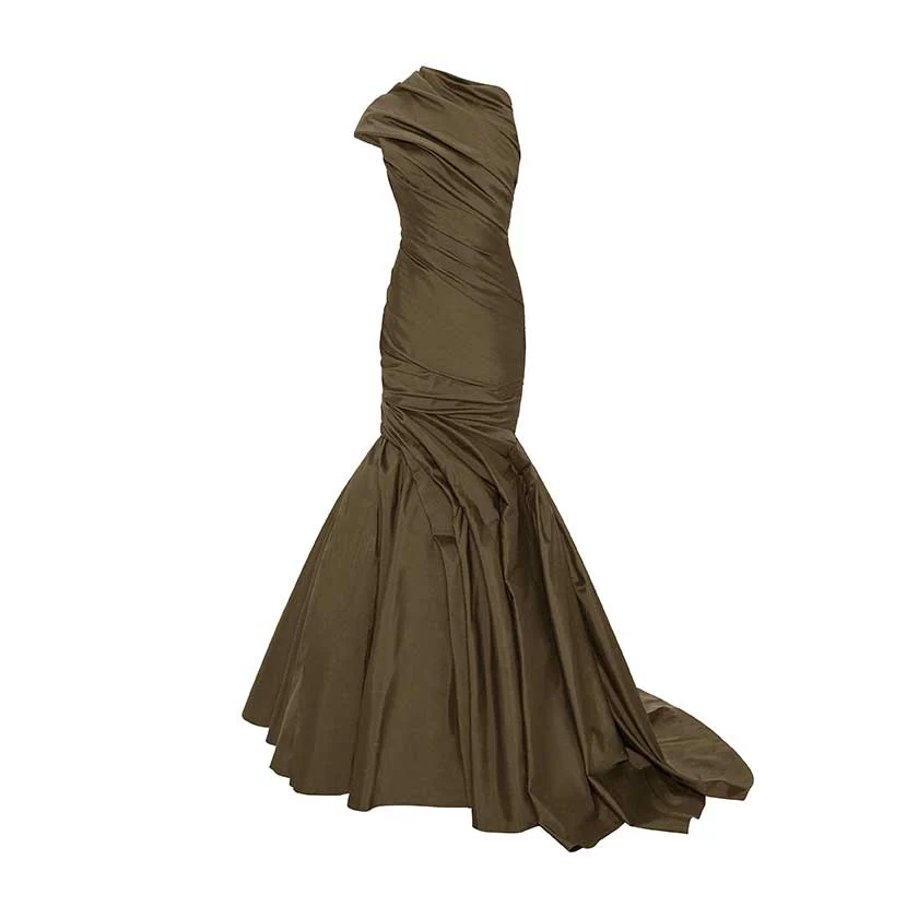DRAPED ONE SHOULDER BODICE MERMAID GOWN - Image 6