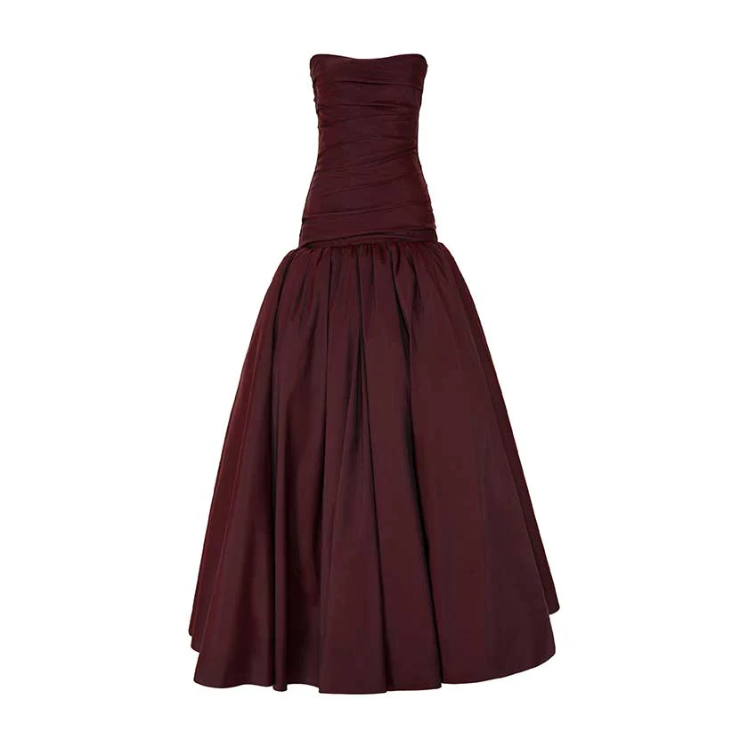 DRAPED TAFFETA WITH BALL SKIRT GOWN