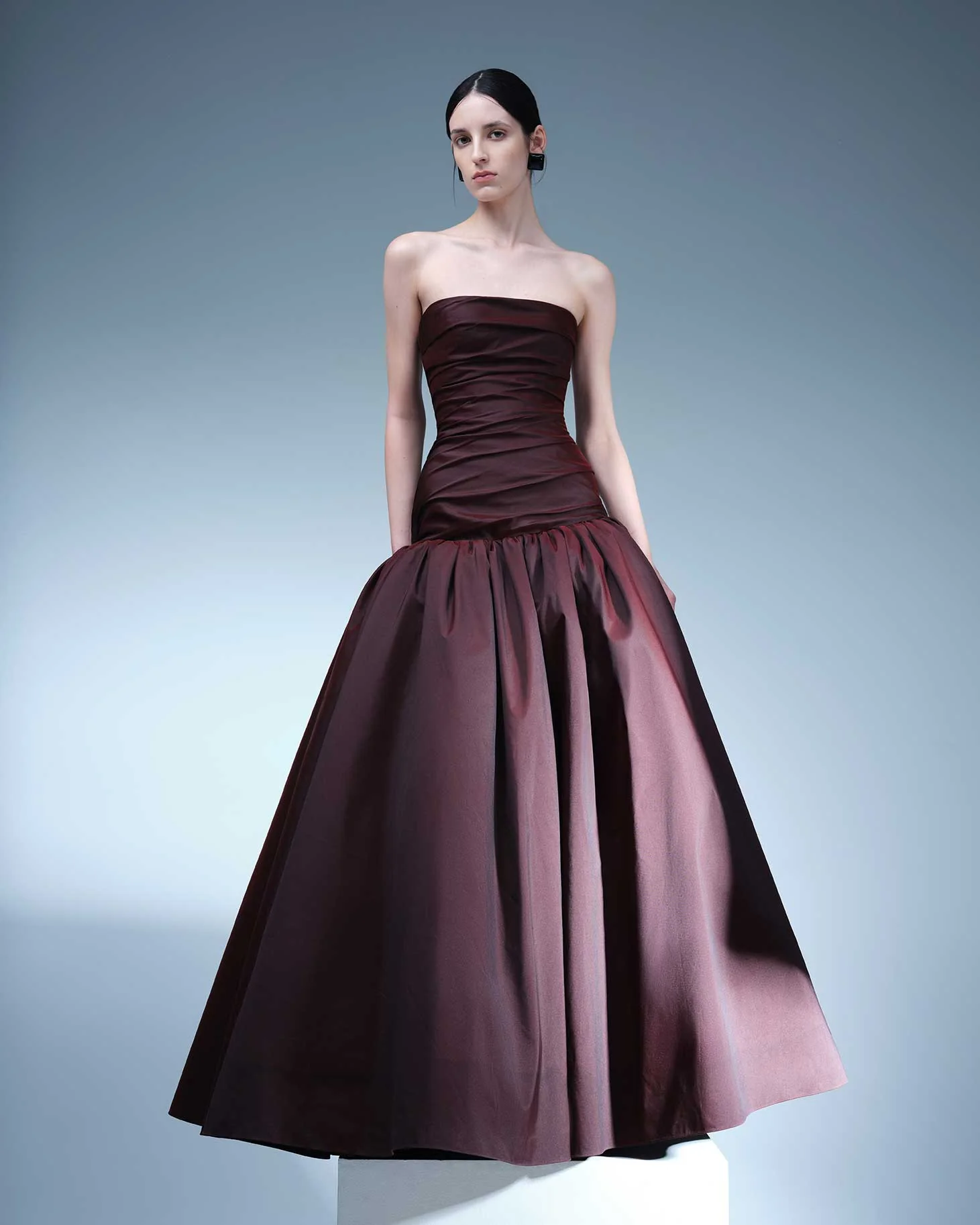 DRAPED TAFFETA WITH BALL SKIRT GOWN - Image 2