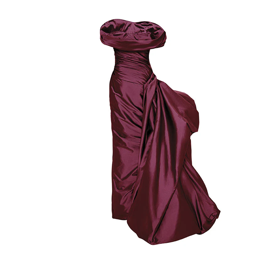 DRAPED TAFFETA WITH SIDE TAIL GOWN - Image 11
