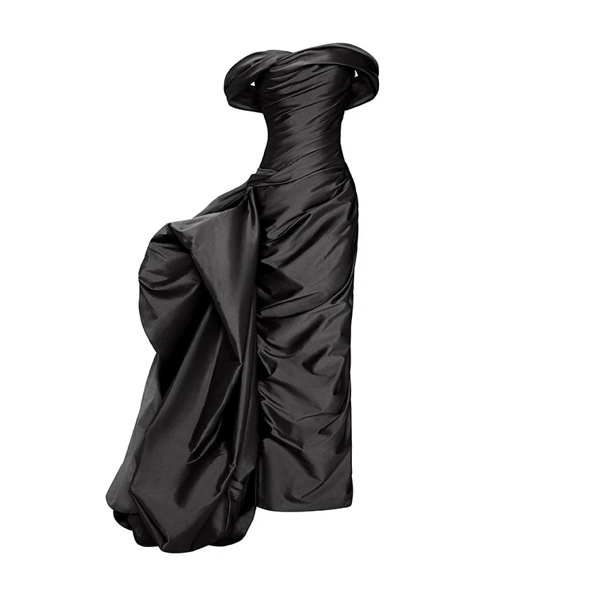 DRAPED TAFFETA WITH SIDE TAIL GOWN - Image 12