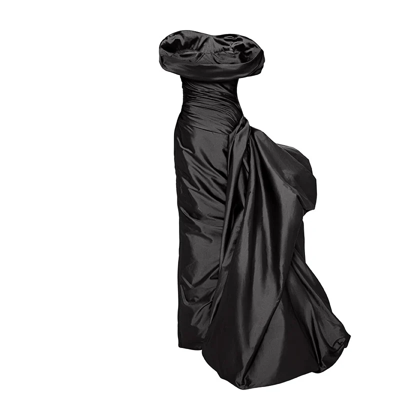 DRAPED TAFFETA WITH SIDE TAIL GOWN - Image 13