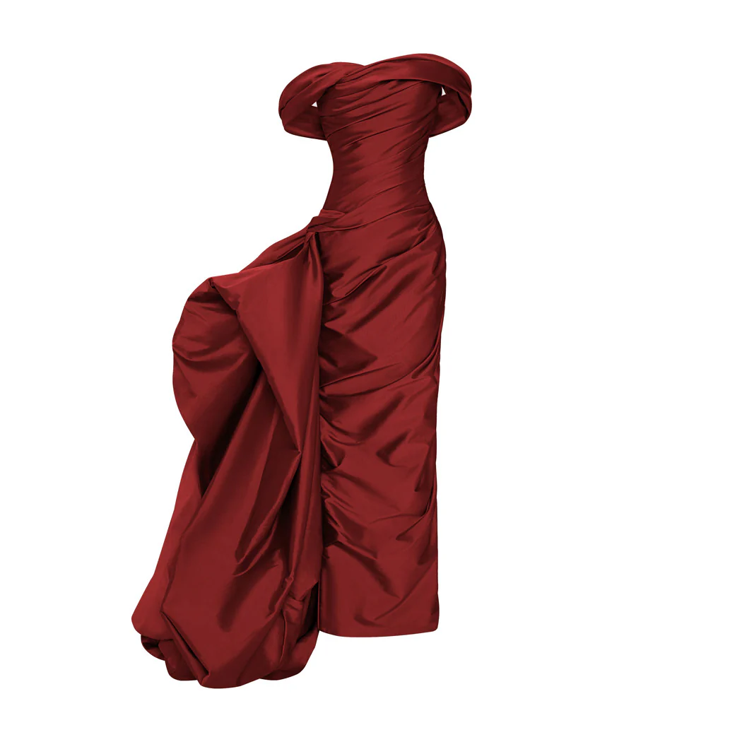 DRAPED TAFFETA WITH SIDE TAIL GOWN - Image 14