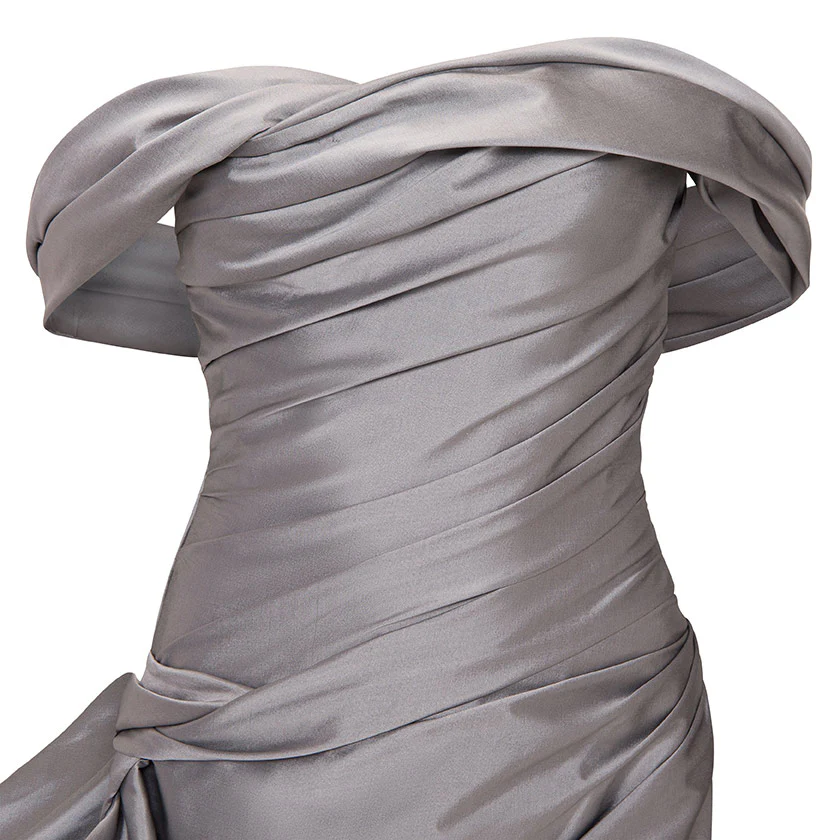DRAPED TAFFETA WITH SIDE TAIL GOWN - Image 5