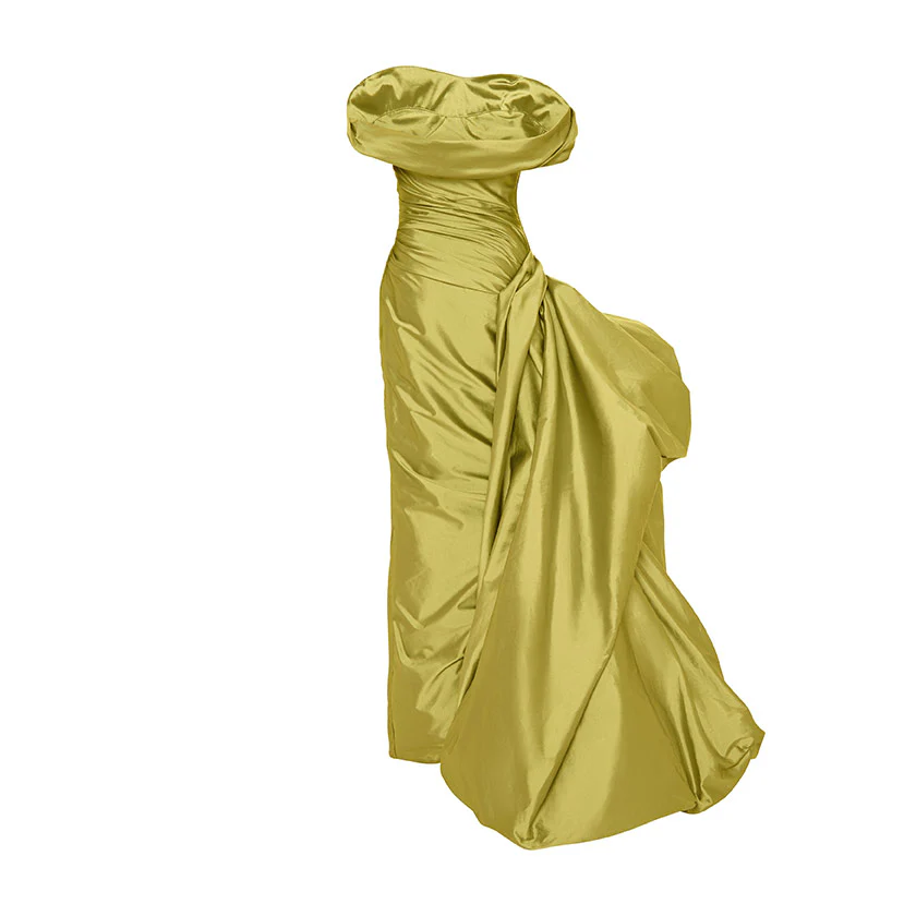 DRAPED TAFFETA WITH SIDE TAIL GOWN - Image 7