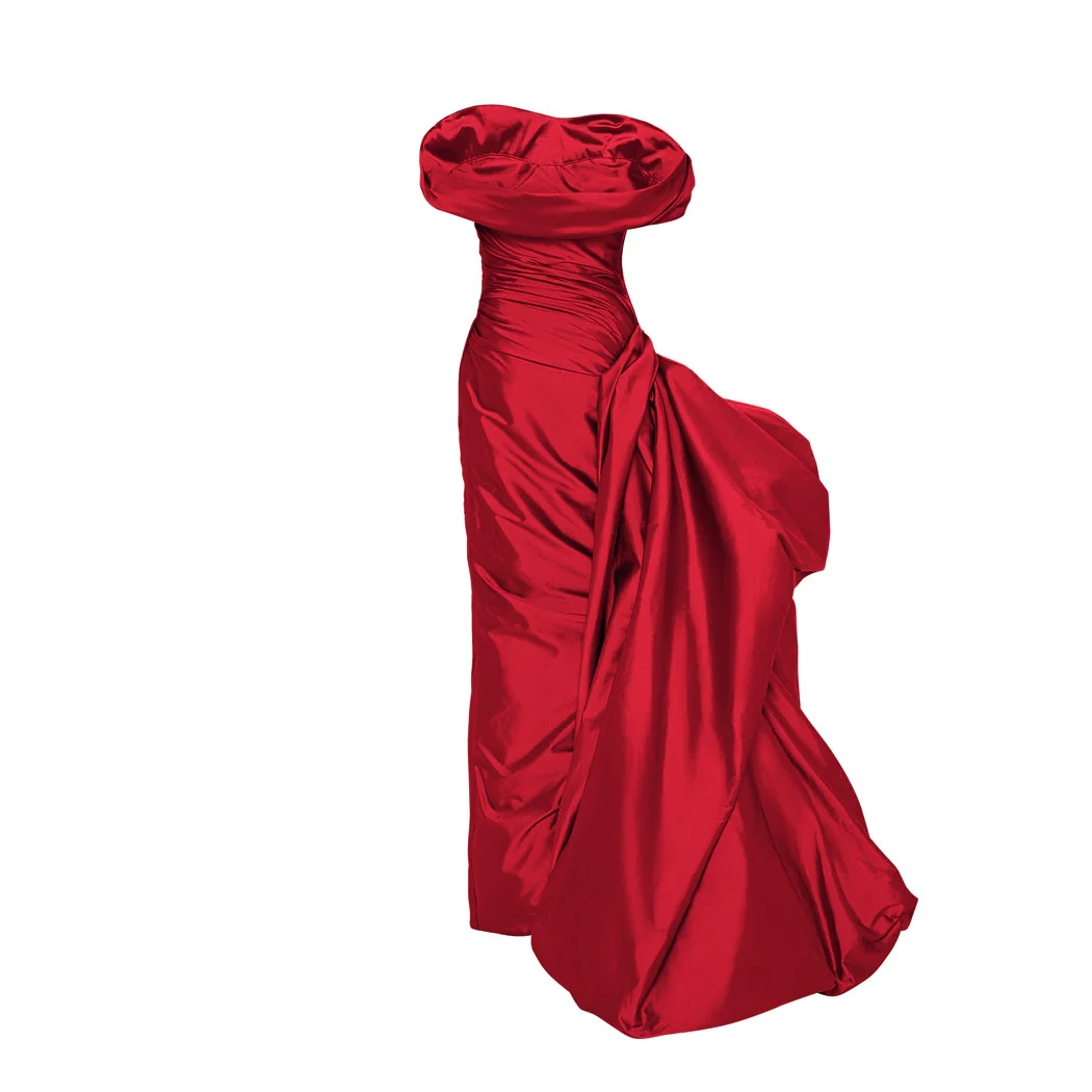 DRAPED TAFFETA WITH SIDE TAIL GOWN - Image 9