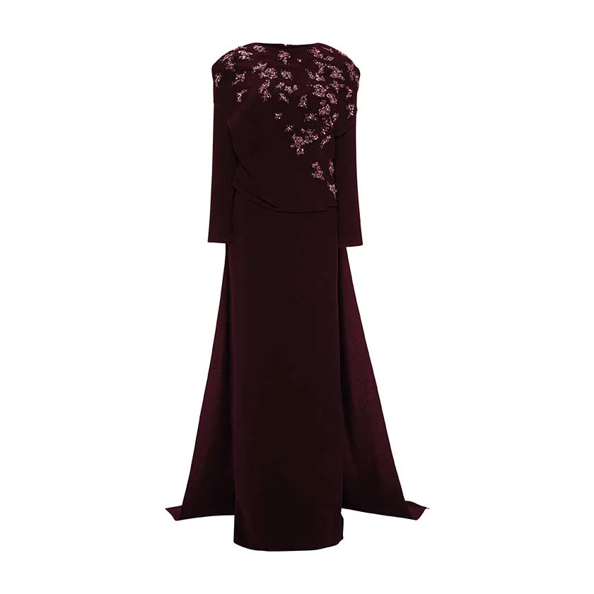 EMBODIED LONG-SLEEVE GOWN WITH CAPE - Image 5