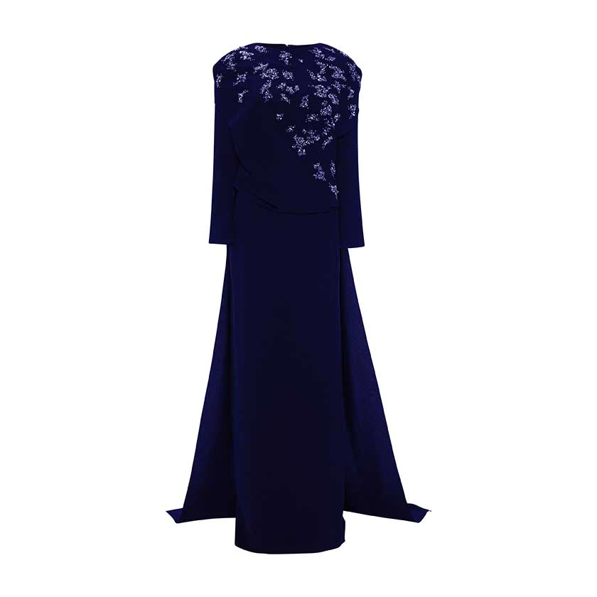 EMBODIED LONG-SLEEVE GOWN WITH CAPE - Image 7