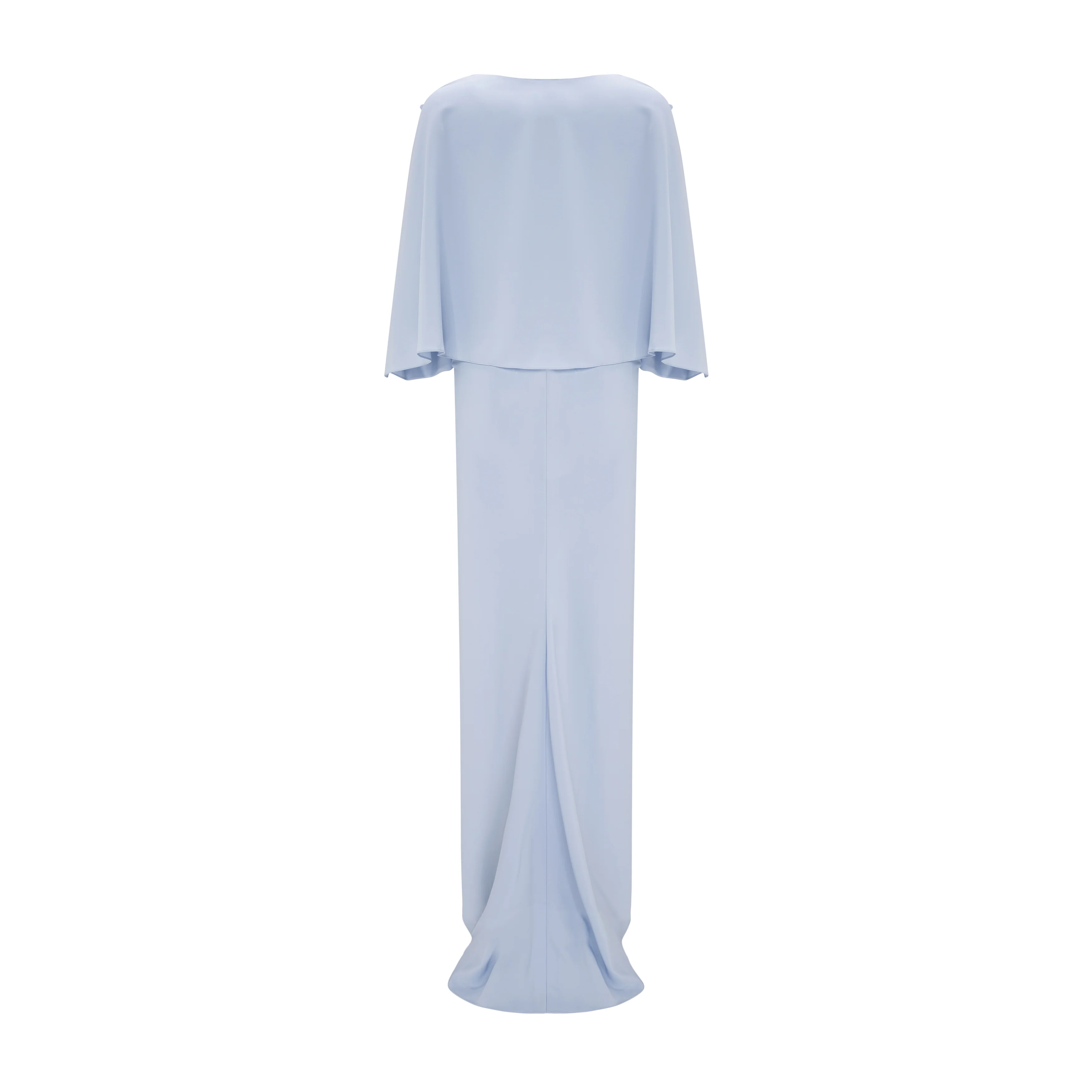 Floral Appliqued Crepe Cape Gown - Image 3