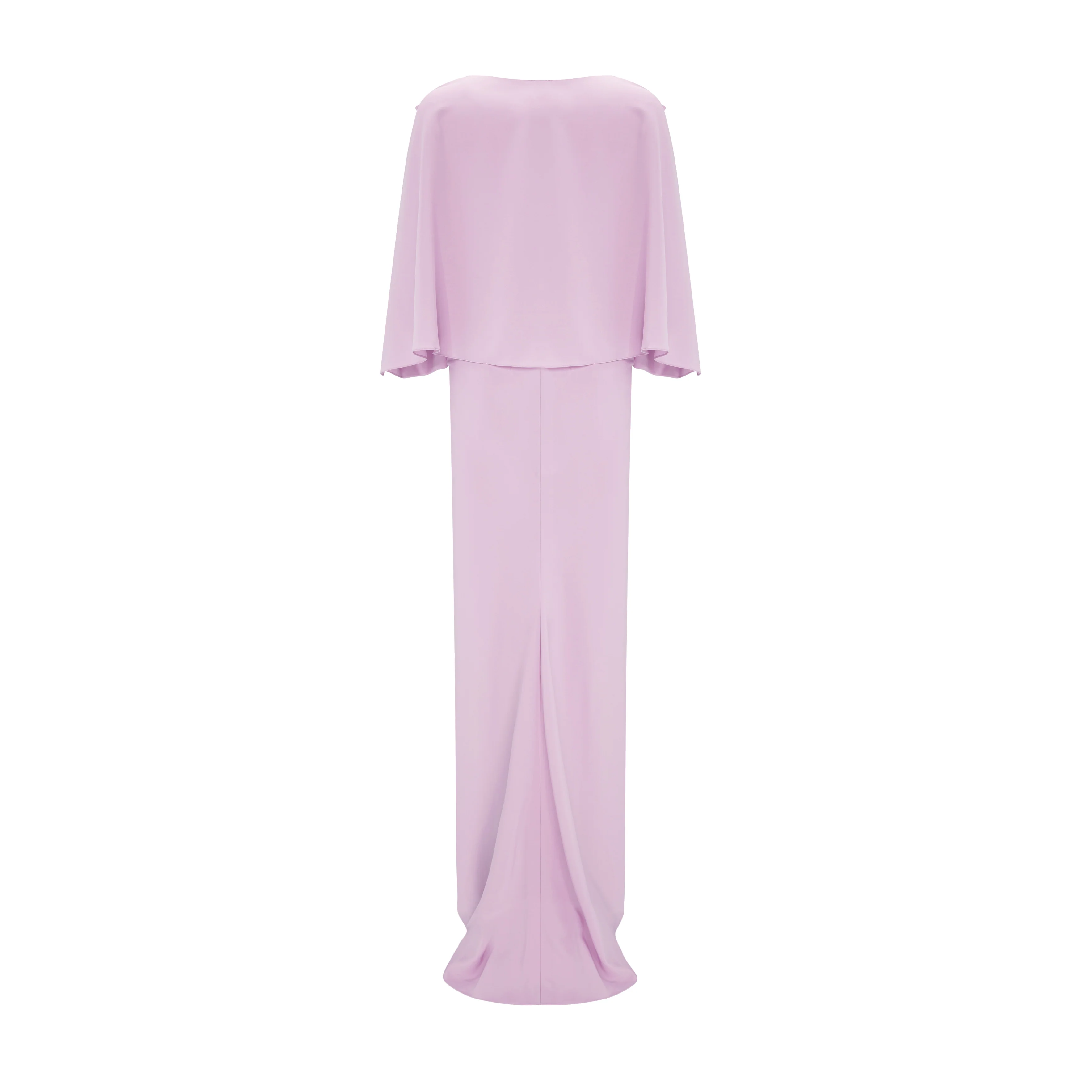 Floral Appliqued Crepe Cape Gown - Image 5