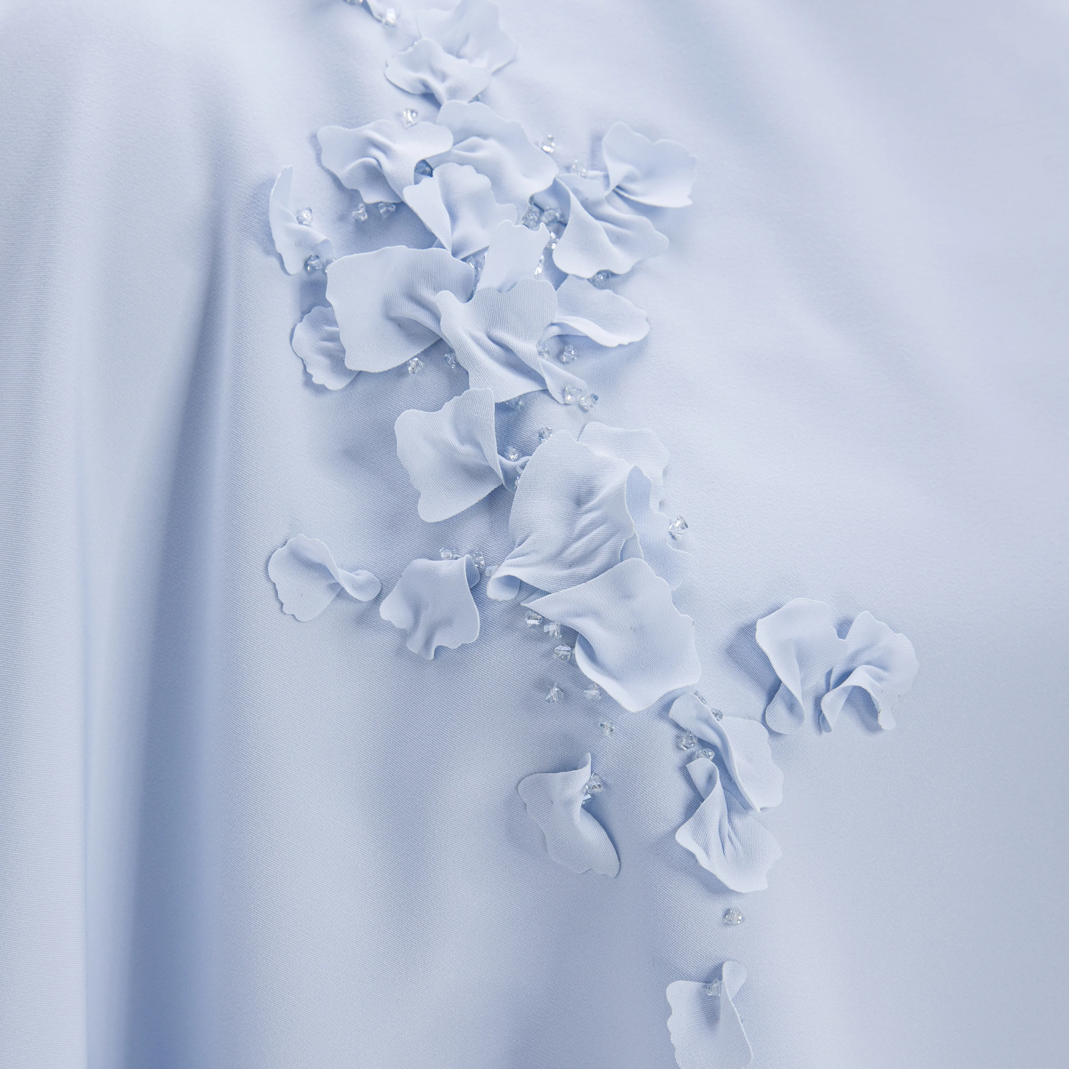 Floral Appliqued Crepe Cape Gown - Image 6