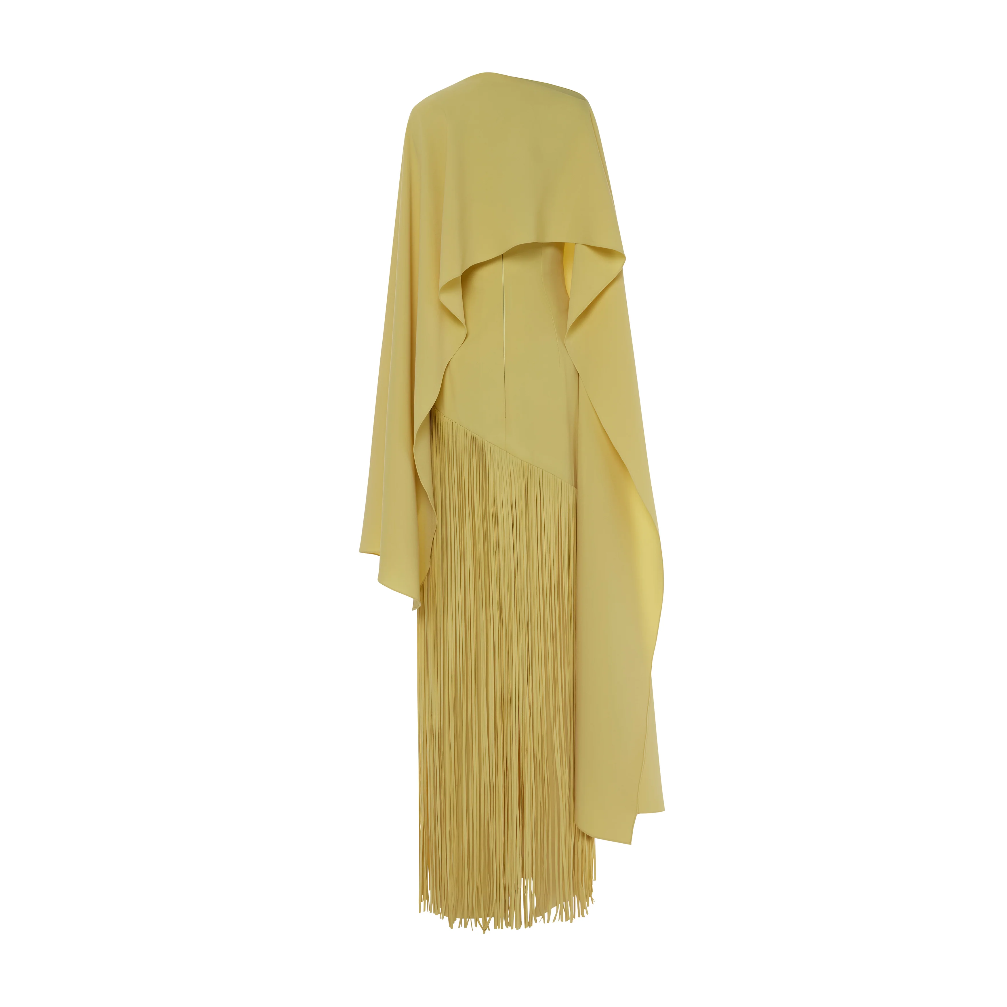 GISELLE - STRAPLESS CREPE GOWN WITH LASER-CUT FRINGES AND CAPE - Image 3