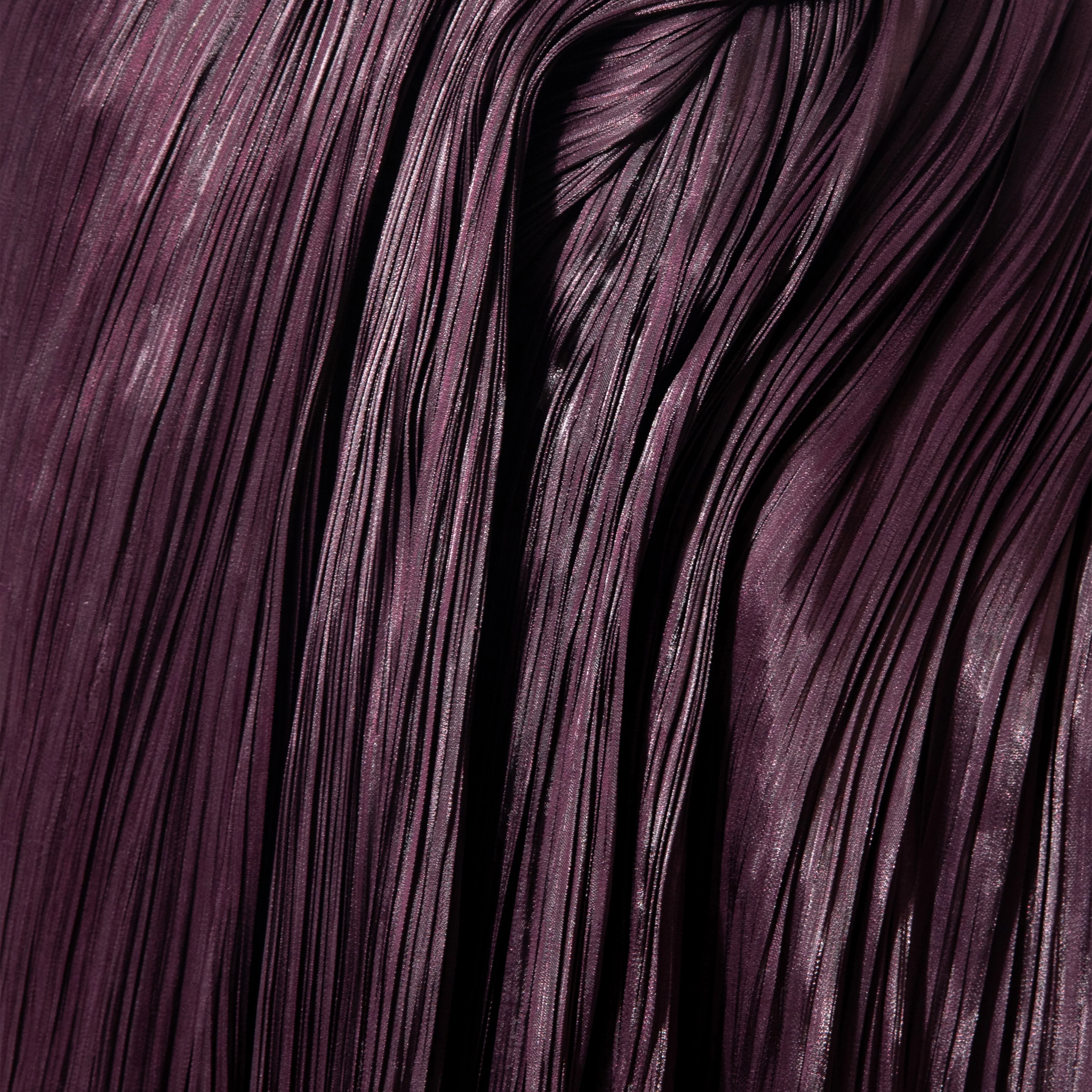 Hand pleated draped Satin-like gown with one shoulder cape - Image 5