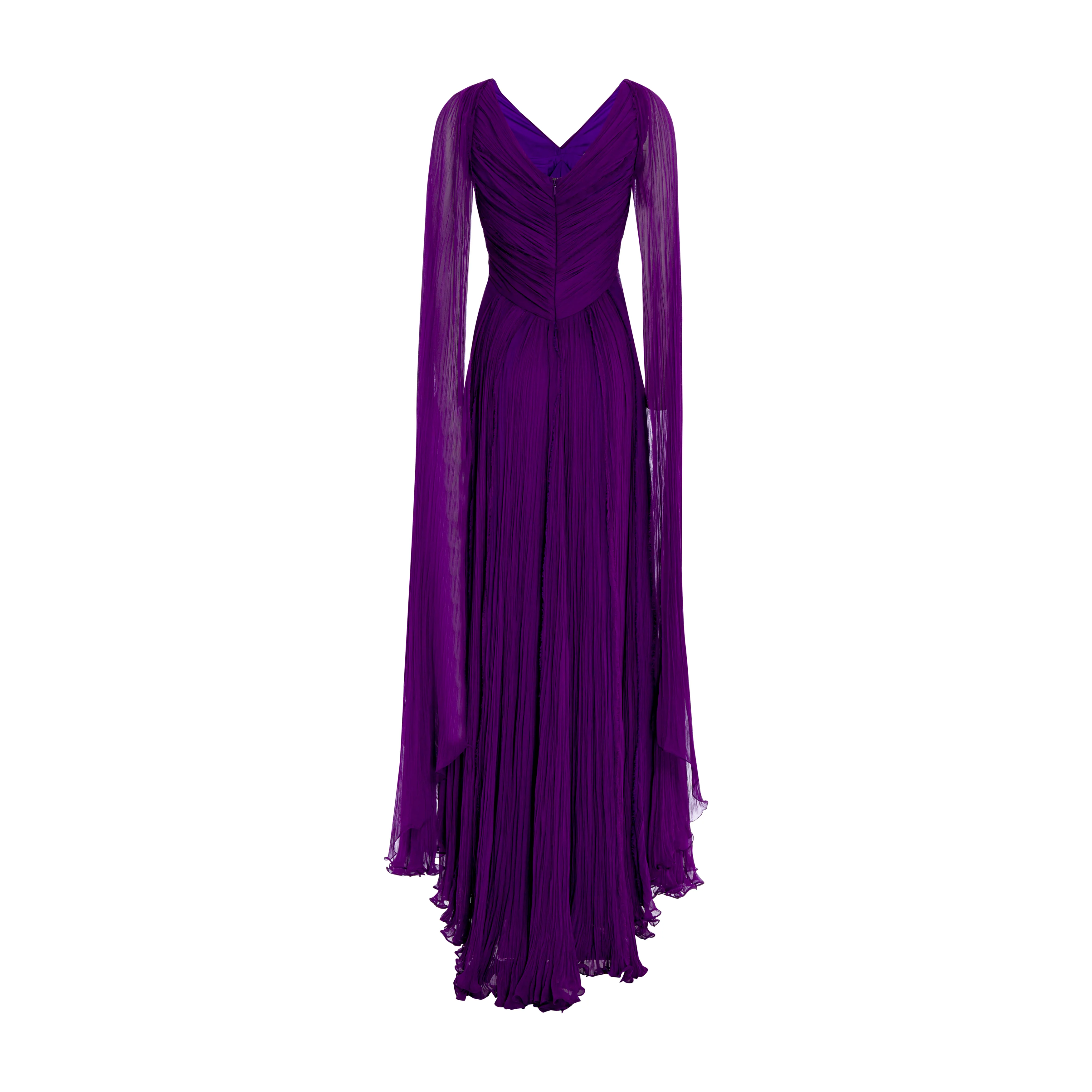 Hand pleated long sleeves silk georgette gown - Image 3