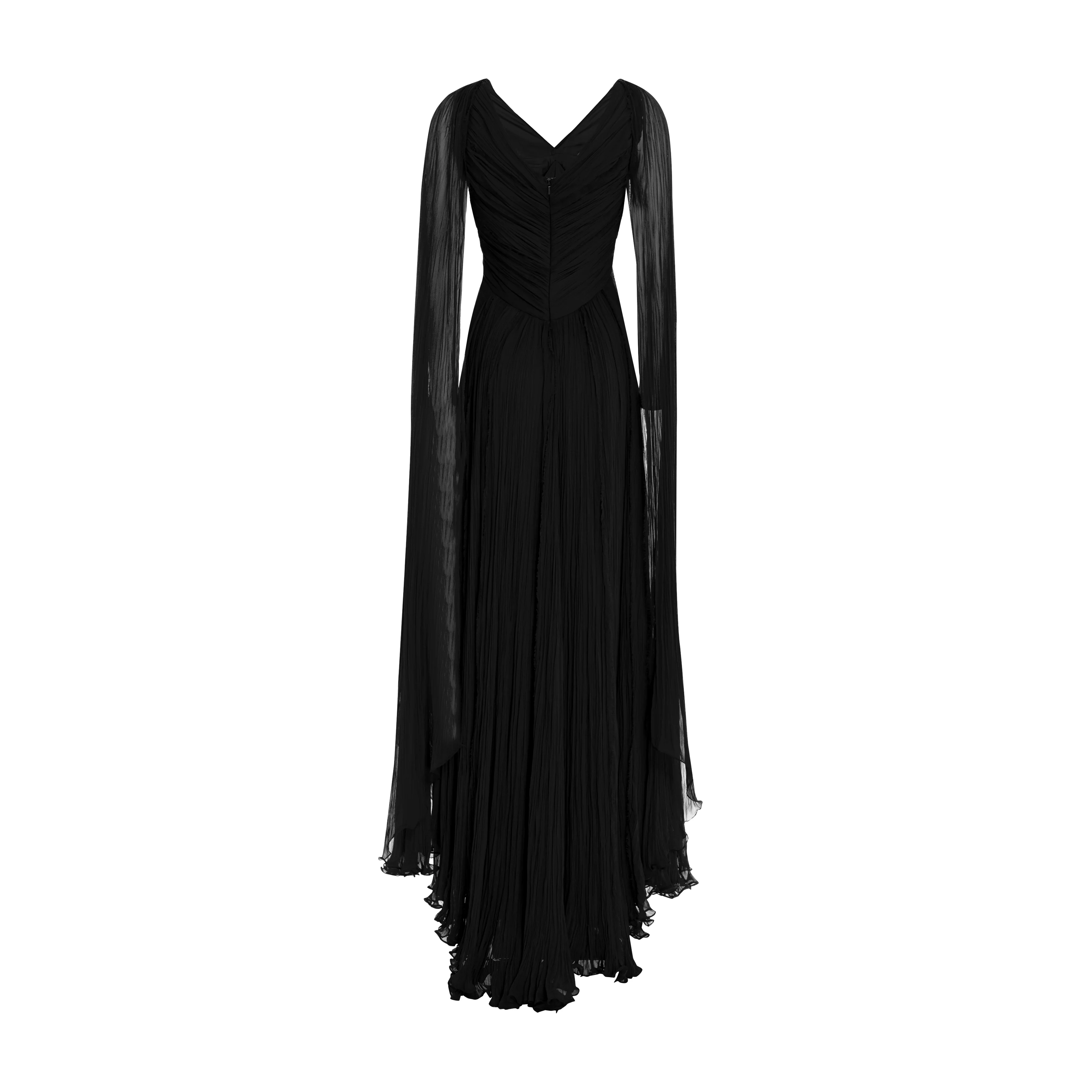 Hand pleated long sleeves silk georgette gown - Image 4