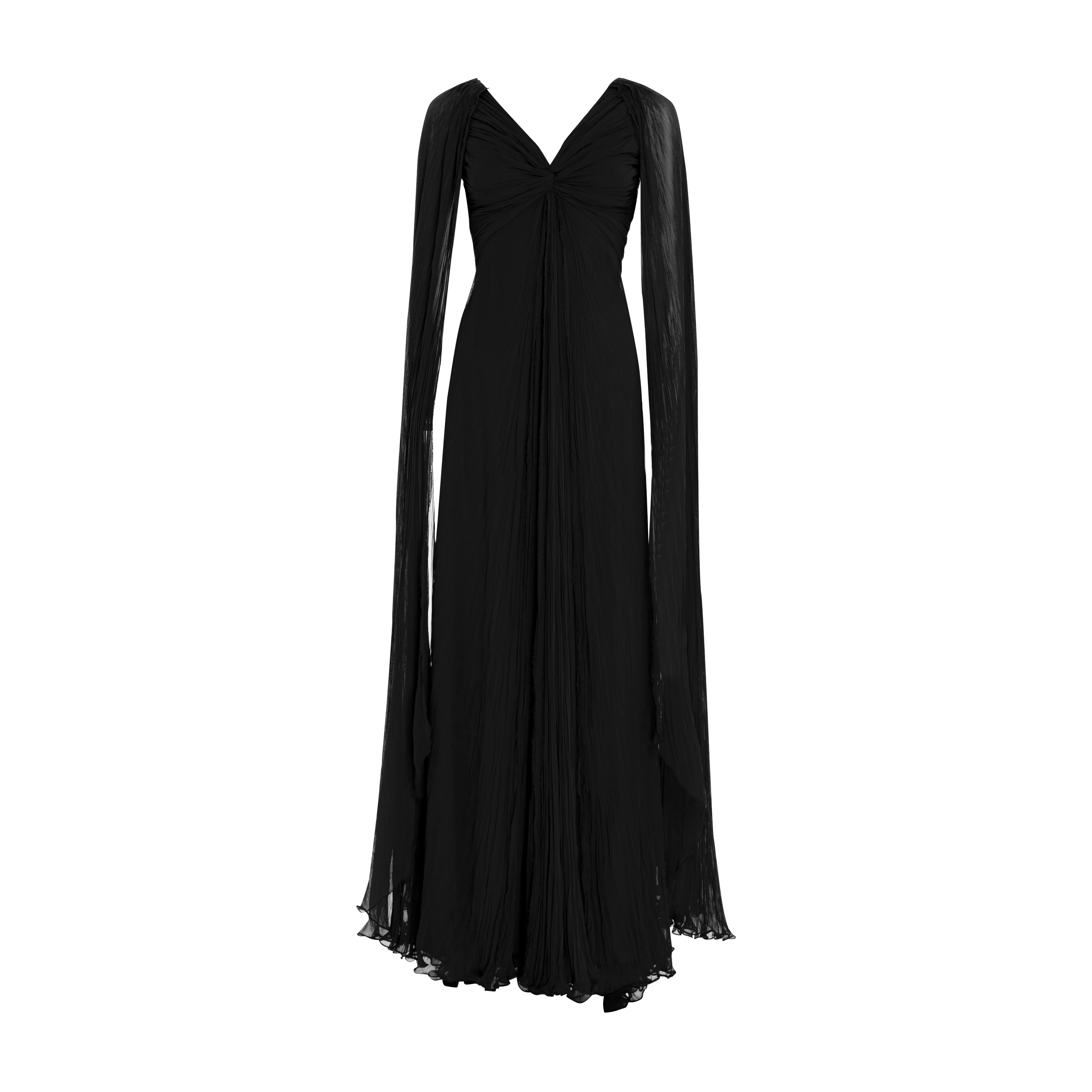 Hand pleated long sleeves silk georgette gown - Image 5