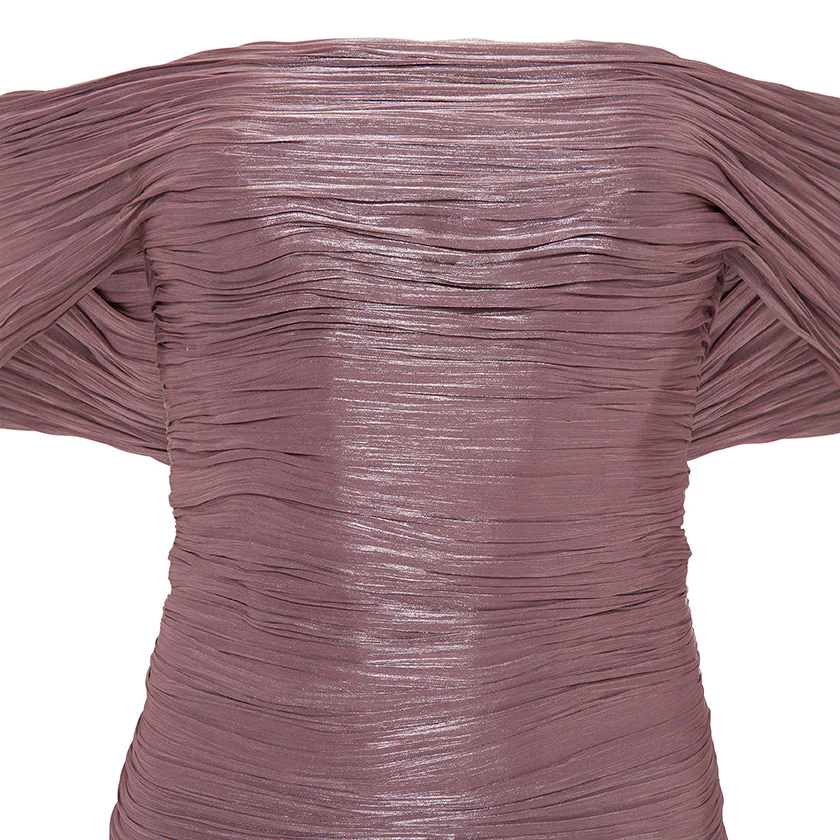 HAND PLEATED SILK WITH TAIL GOWN - Image 4
